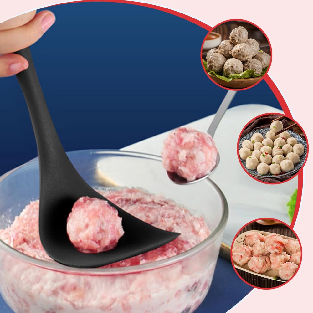 2024 New Non-Stick Meatball Maker Spoon with Hole - 2 Pack Black Meatball Shaper Tool for Perfect Homemade Meatballs | Ideal for Italian Cuisine, Meatball Subs, and Family Dinners