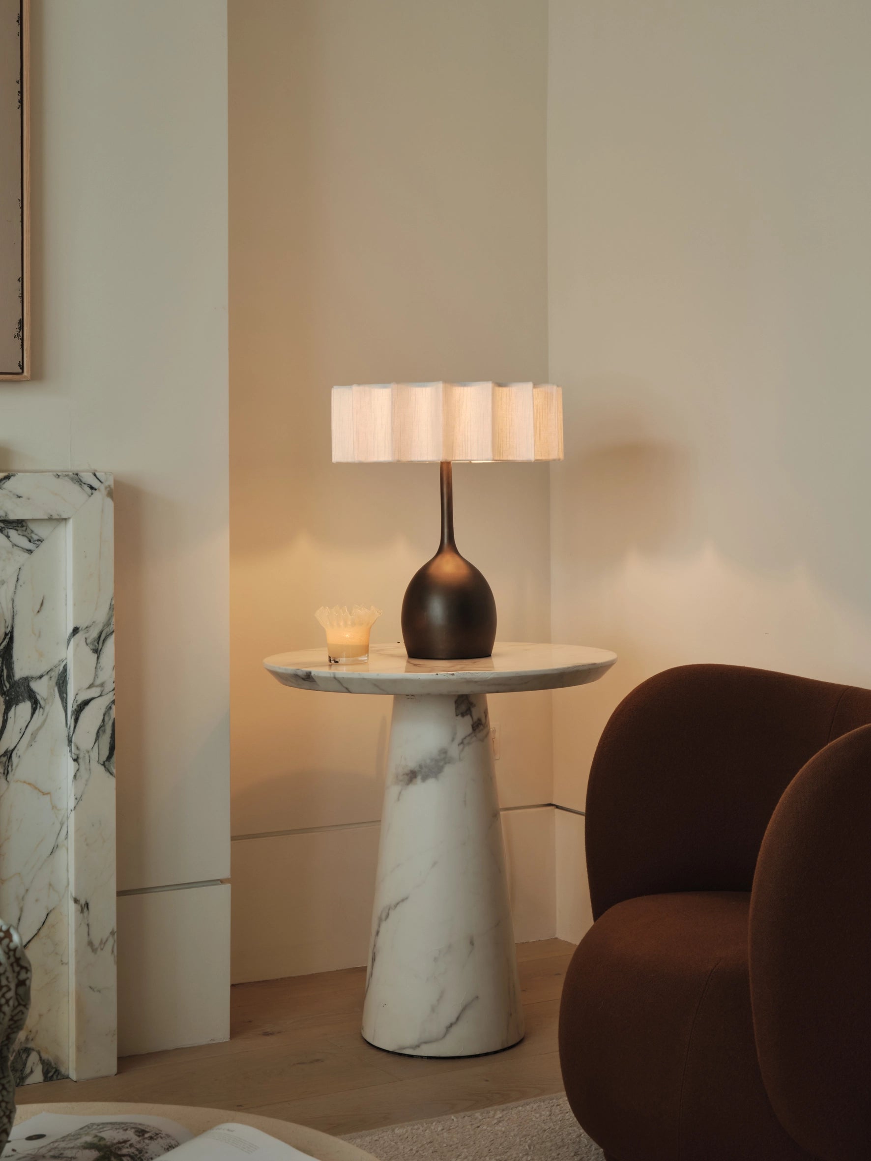Viotti Bronze and Linen Table Lamp - Modern Home Decor Lighting for Living Room, Bedroom & Office