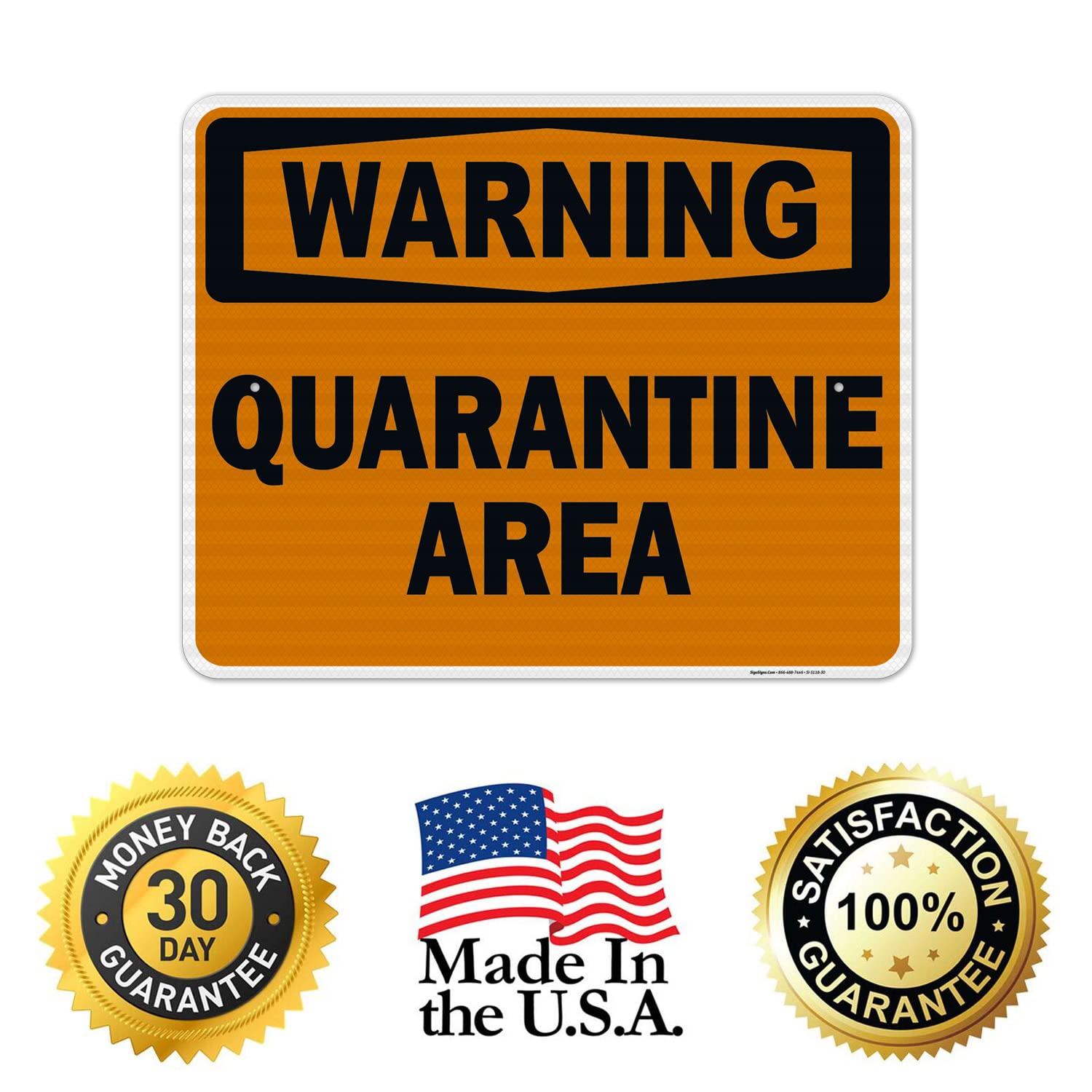 3M EGP Reflective .080 Aluminum Warning Quarantine Area Sign - 24x30 Inches, Fade Resistant, Made in USA - Ideal for Hospitals, Construction Sites & Emergency Zones