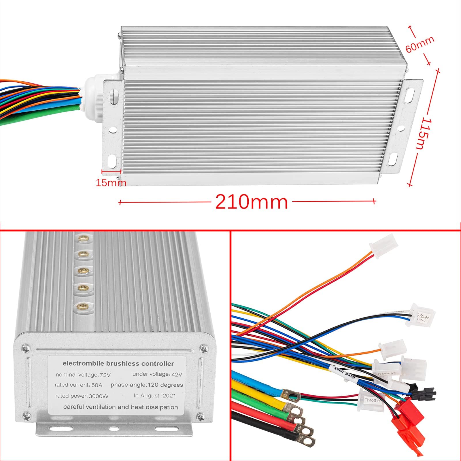 3000W 72V Brushless DC Motor Kit with 50A High Power Controller - Perfect for Electric Scooters, Go Karts & DIY EV Projects