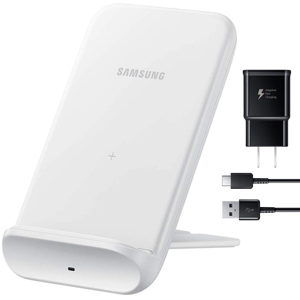 Samsung EP-N3300T 9W Convertible Wireless Charging Stand with 15W Fast Charging Cube | Renewed Like New in White | Perfect for Home, Office & Travel Charging