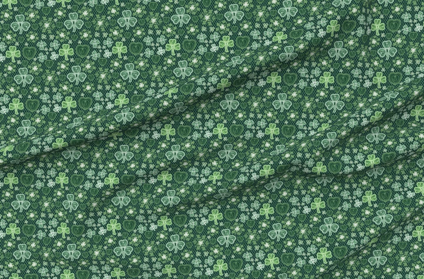Irish Lace Dark Green Clover Hearts Shamrocks Printed Minky Fabric - Fat Quarter for Sewing Baby Blankets, Quilt Backing & DIY Plush Projects - Soft & Cozy Nursery Decor, St. Patrick's Day Crafts