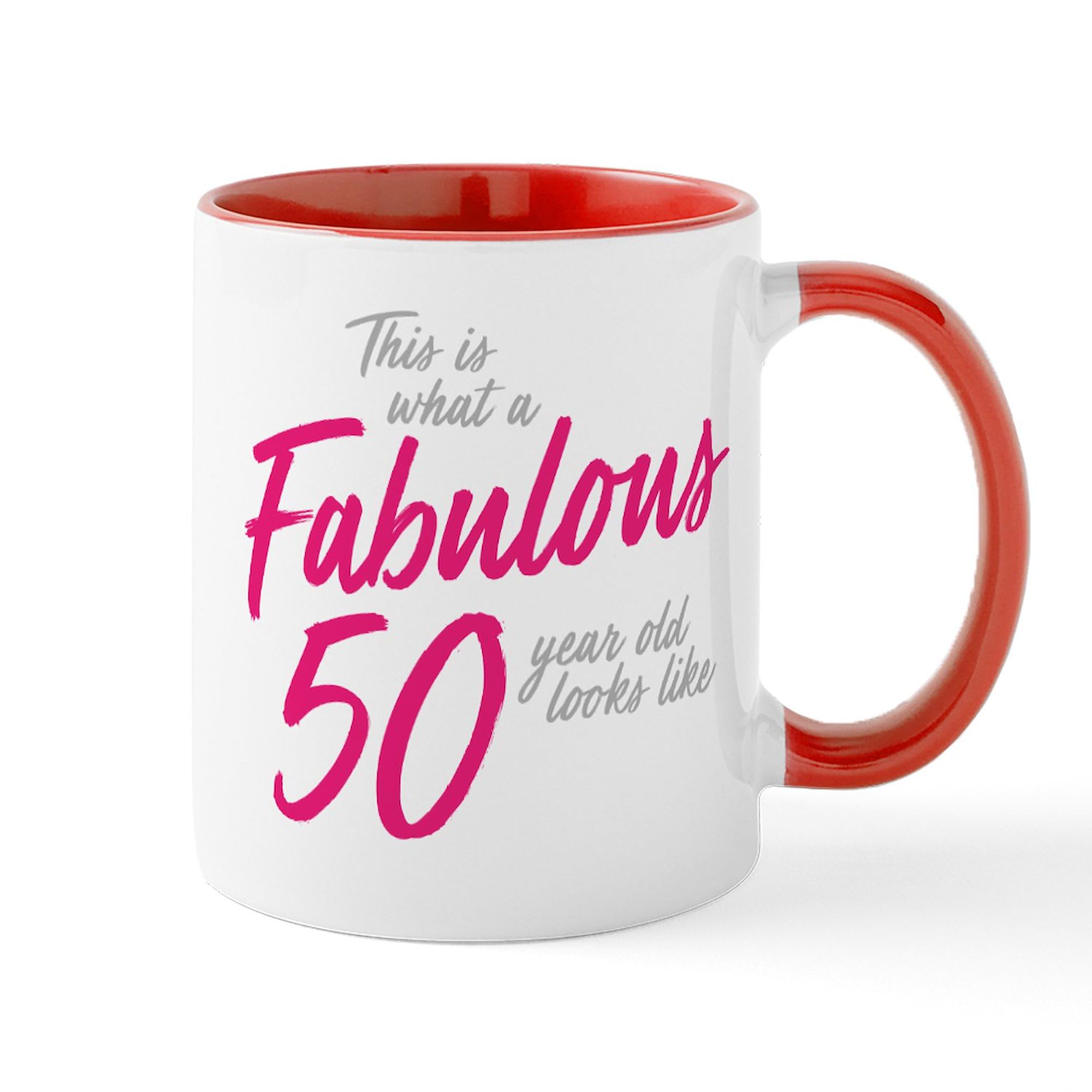 Fabulous And 50 Ceramic Coffee Mug - 11 oz (325 ml) Funny Birthday Gift for Women | Perfect for Coffee, Tea & Hot Drinks at Home or Office