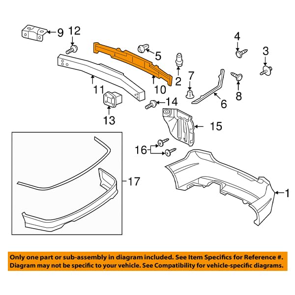 CAPA 06-11 Honda Civic & Hybrid Sedan Rear Bumper Cover Impact Absorber Pad - Durable Replacement Part for Accident Protection & Enhanced Safety