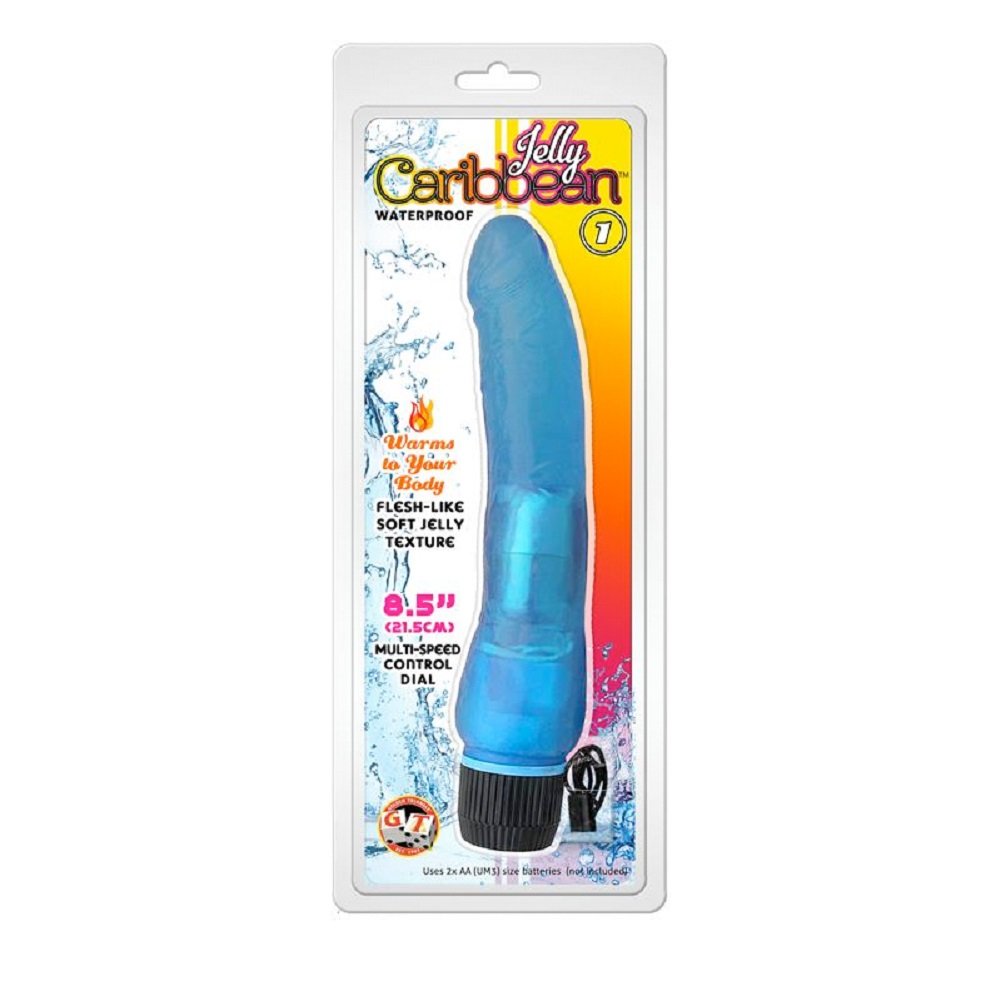 Waterproof Jelly Vibrator - Blue with Cleaner for Sensual Play