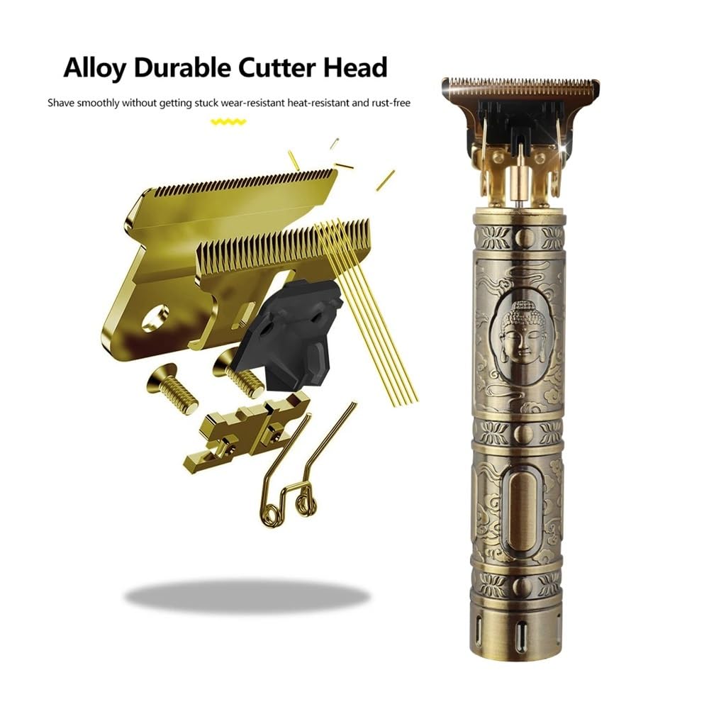 Professional Electric Hair Clipper Set - Razor Sharp Lightweight Trimmer for Men & Women with Oil Head & Carving Mark - Perfect for Home Haircuts, Beard Trimming & Styling (Plastic Buddha Design)