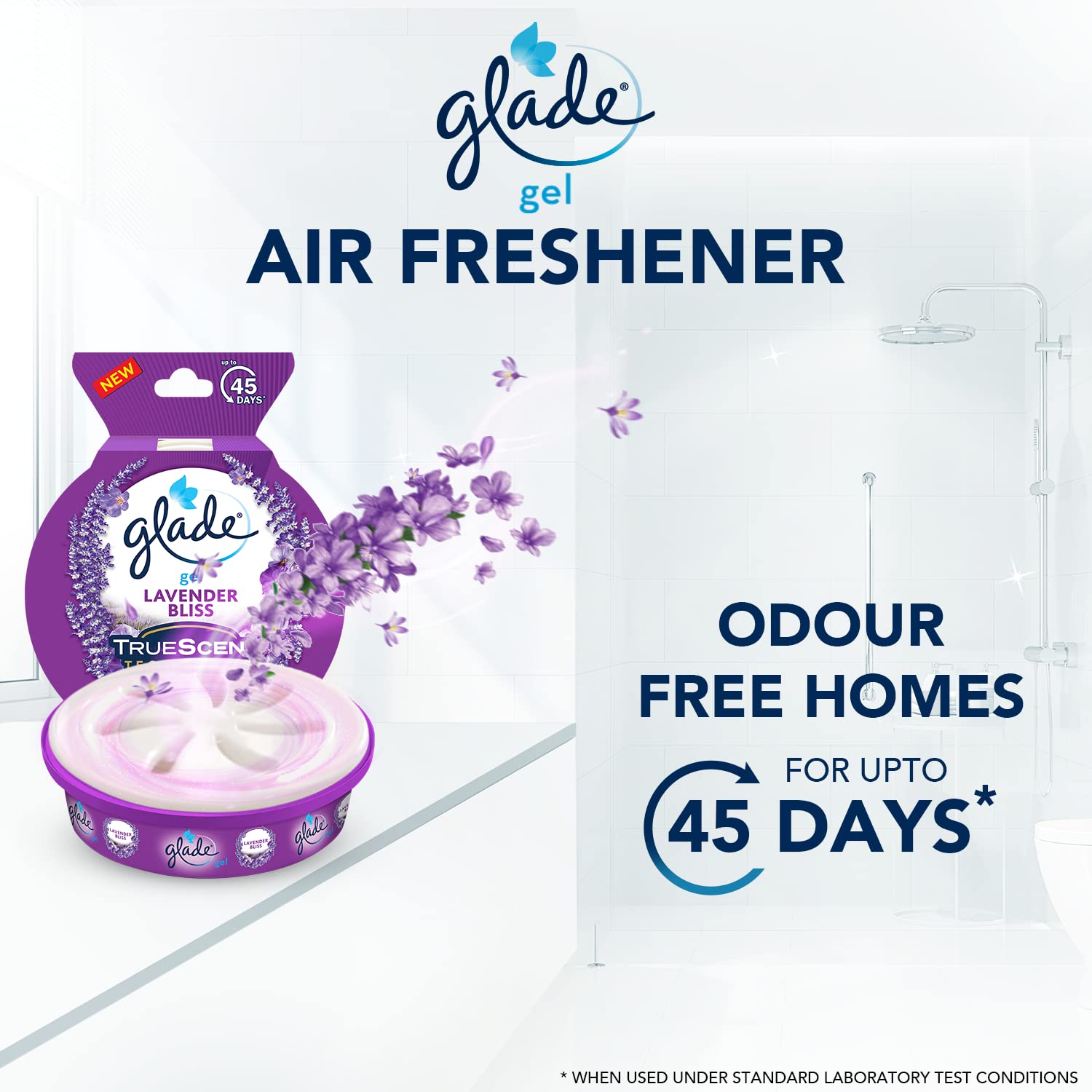 Glade Wild Lavender Gel Air Freshener - 75g (2.65oz) | Long-Lasting Fragrance for Home, Office, Bathroom & Car | Eliminates Odors Naturally