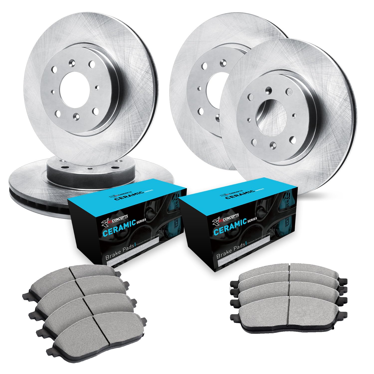 R1 Concepts Premium Front & Rear Brake Kit with Ceramic Pads & Rotors - Fits 1987-1988 Ford Thunderbird | High-Performance Braking for Daily Commuting & Highway Driving