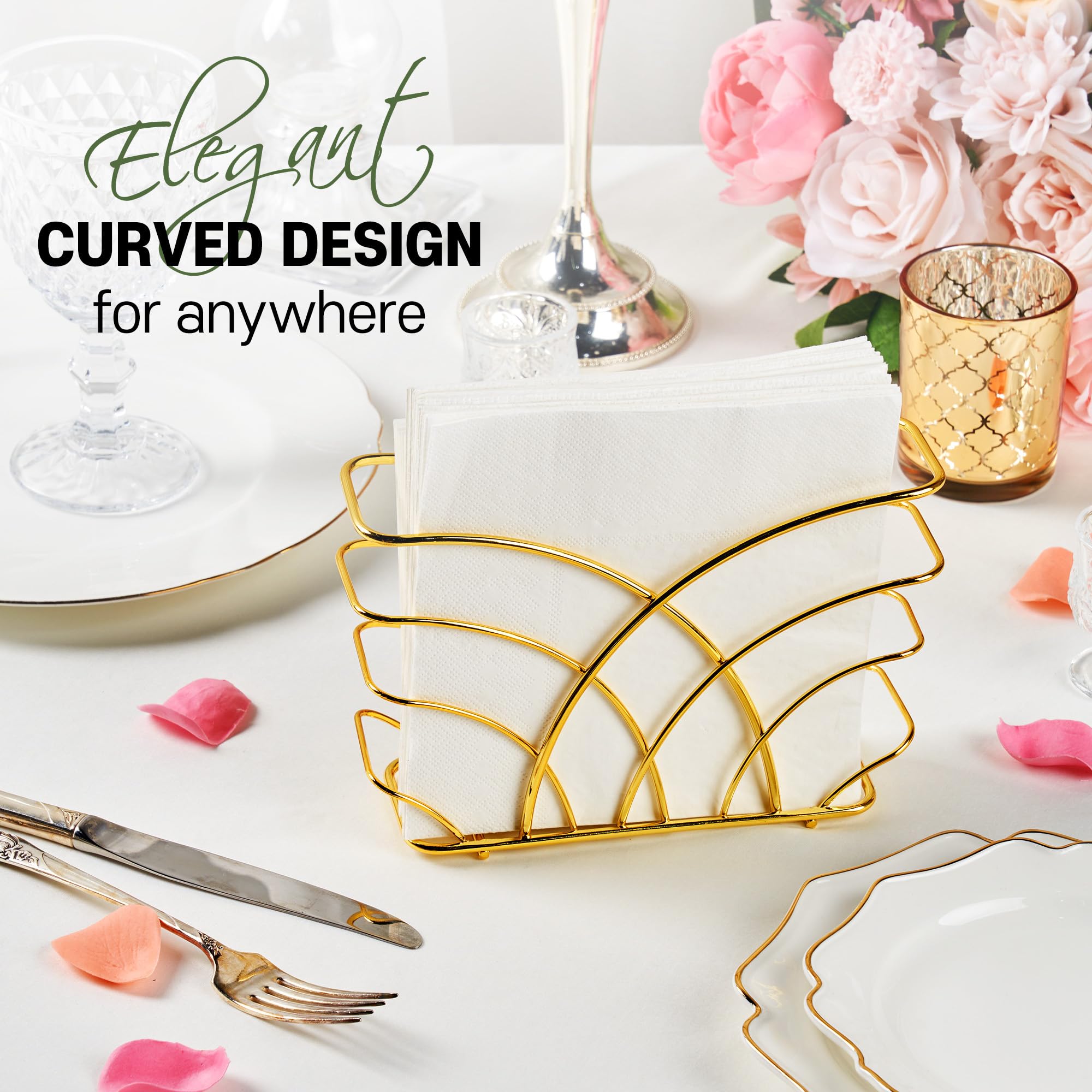Luxurious Gold Metal Napkin Holder for Dining Table - Elegant Kitchen & Home Decor Accessories | Perfect for Modern Dining Room, Wedding Table Settings & Holiday Decorations