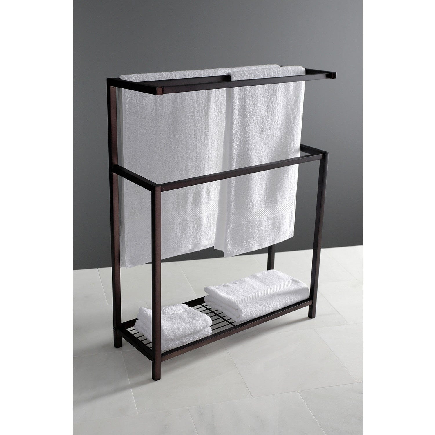 Edenscape 31 Inch Freestanding 4-Tier Bathroom Towel Rack - Space Saving Storage for Bath Towels, Robes & Linens - Perfect for Small Bathrooms, Laundry Rooms & Spa Areas