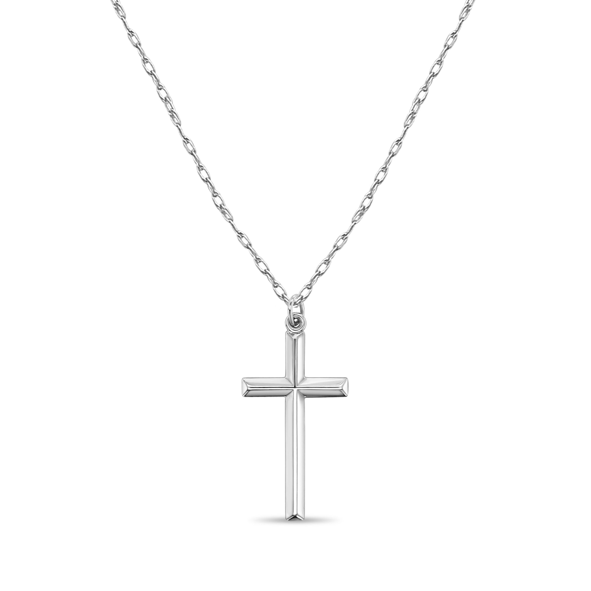 14K White Gold Cross Necklace for Women - Elegant Religious Jewelry Gift for Baptism, Confirmation & Church Occasions