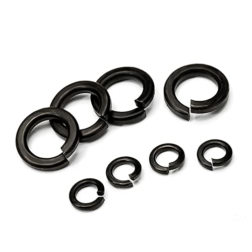 LMX M6 Split Lock Washer - Black Carbon Steel Spring Lock Washers (50pcs) - Elastic Gaskets for Automotive, Machinery & DIY Projects - Anti-Loose Fasteners for Secure Connections
