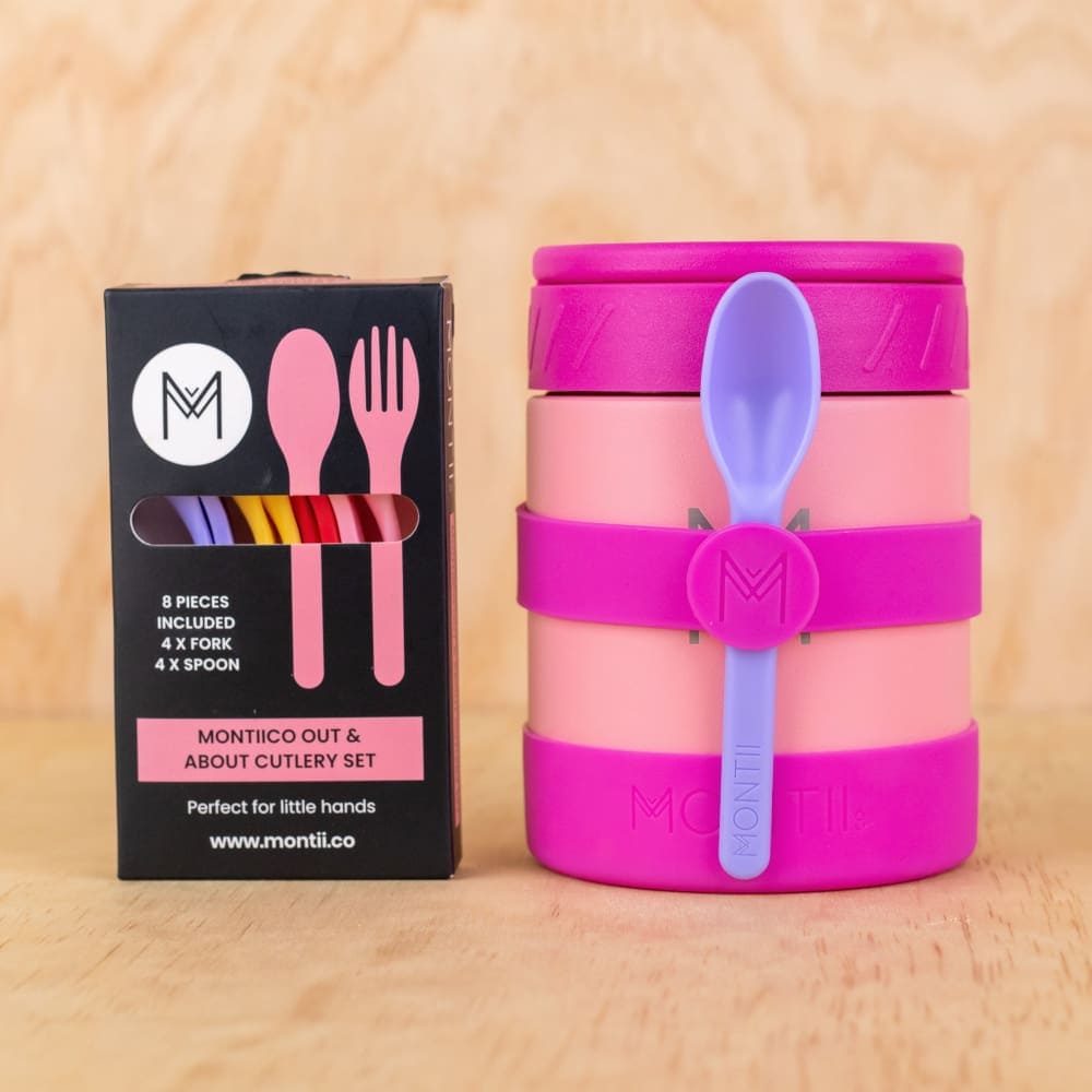 Montii Silicone Cutlery Band - Pomegranate Color | Reusable Utensil Holder for Picnics, Camping & Travel | Secure Your Silverware in Style