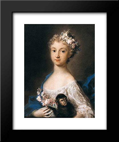 Rosalba Carriera 20x24 Framed Art Print - Young Girl Holding Monkey, Vintage Portrait Painting for Girls Room Decor, Nursery Wall Art, Classic Home Decoration