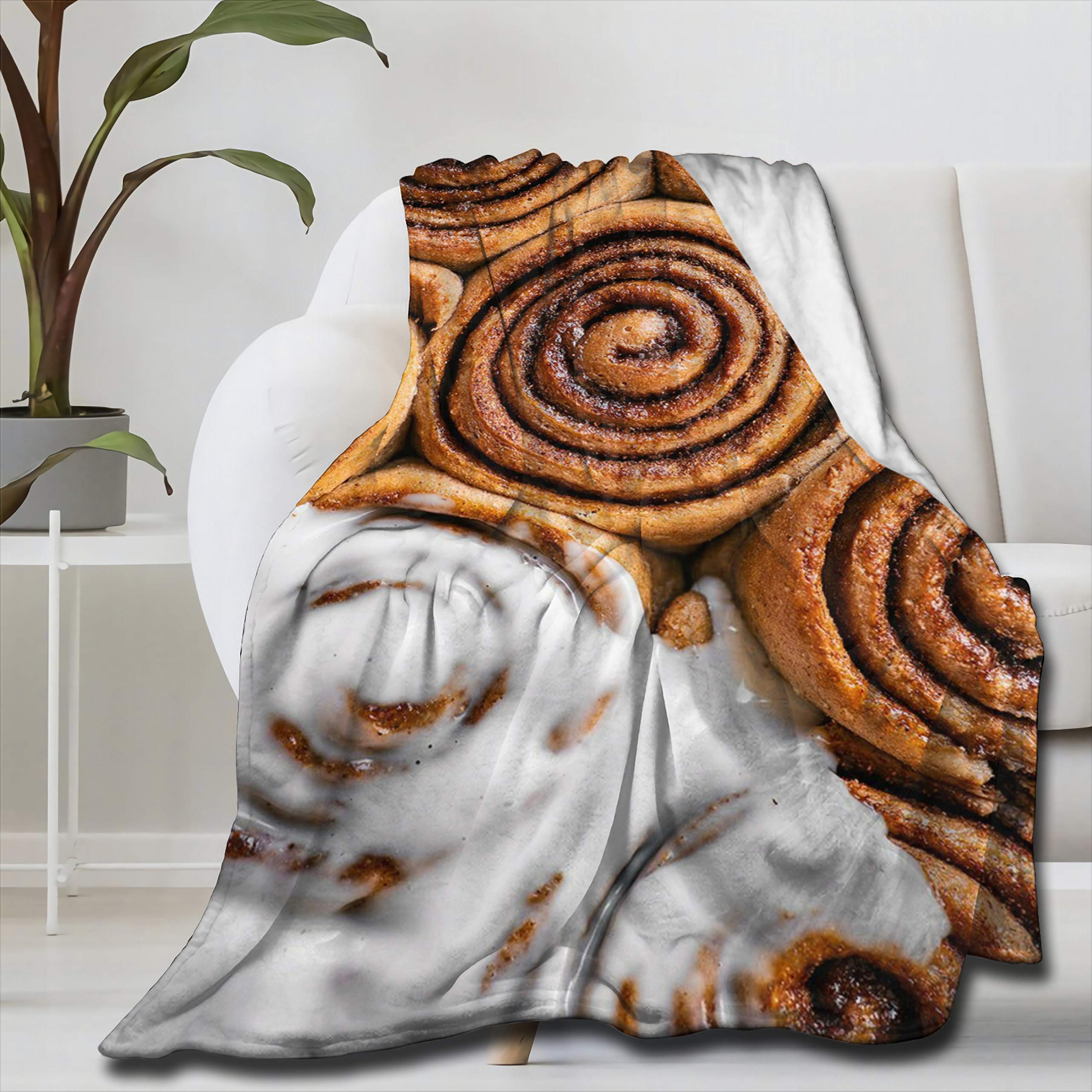 Vegan Cinnamon Rolls Super Soft Fleece Flannel Blanket - Lightweight Comfort Throw Bedspread for Couch, Sofa & Bed - Extra Large 120x90 Inches (Over King Size) - Perfect for Home Decor, Picnics & Family Gatherings