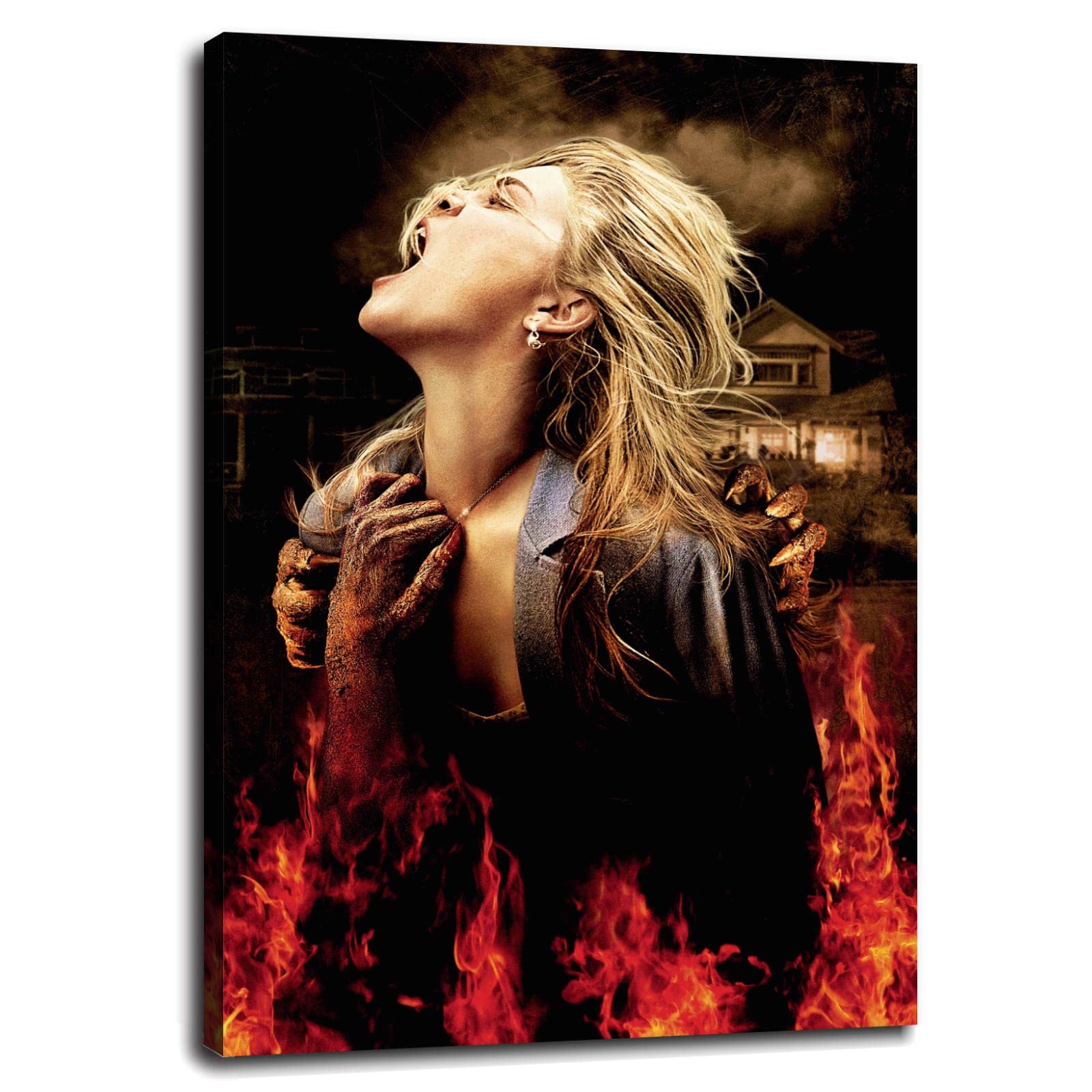 Drag Me To Hell Movie Poster Canvas Print - 36x24 Inch Framed Wall Art for Home, Office & Theater Decor - Horror Film Fan Gift & Gothic Room Aesthetic