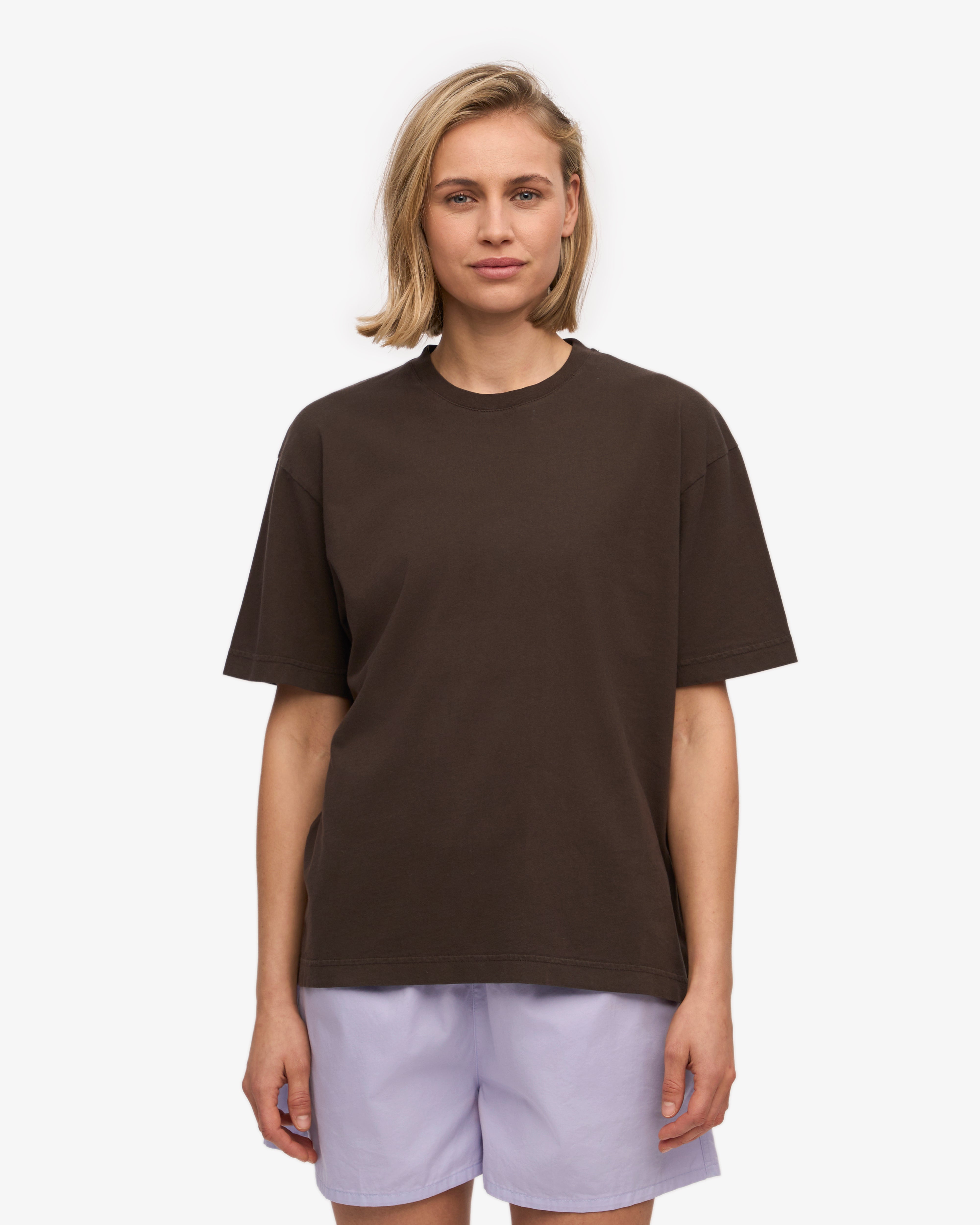 Organic Oversized T-Shirt for Women | Soft Cotton Relaxed Fit Coffee Brown | Perfect for Casual Wear, Lounge & Travel