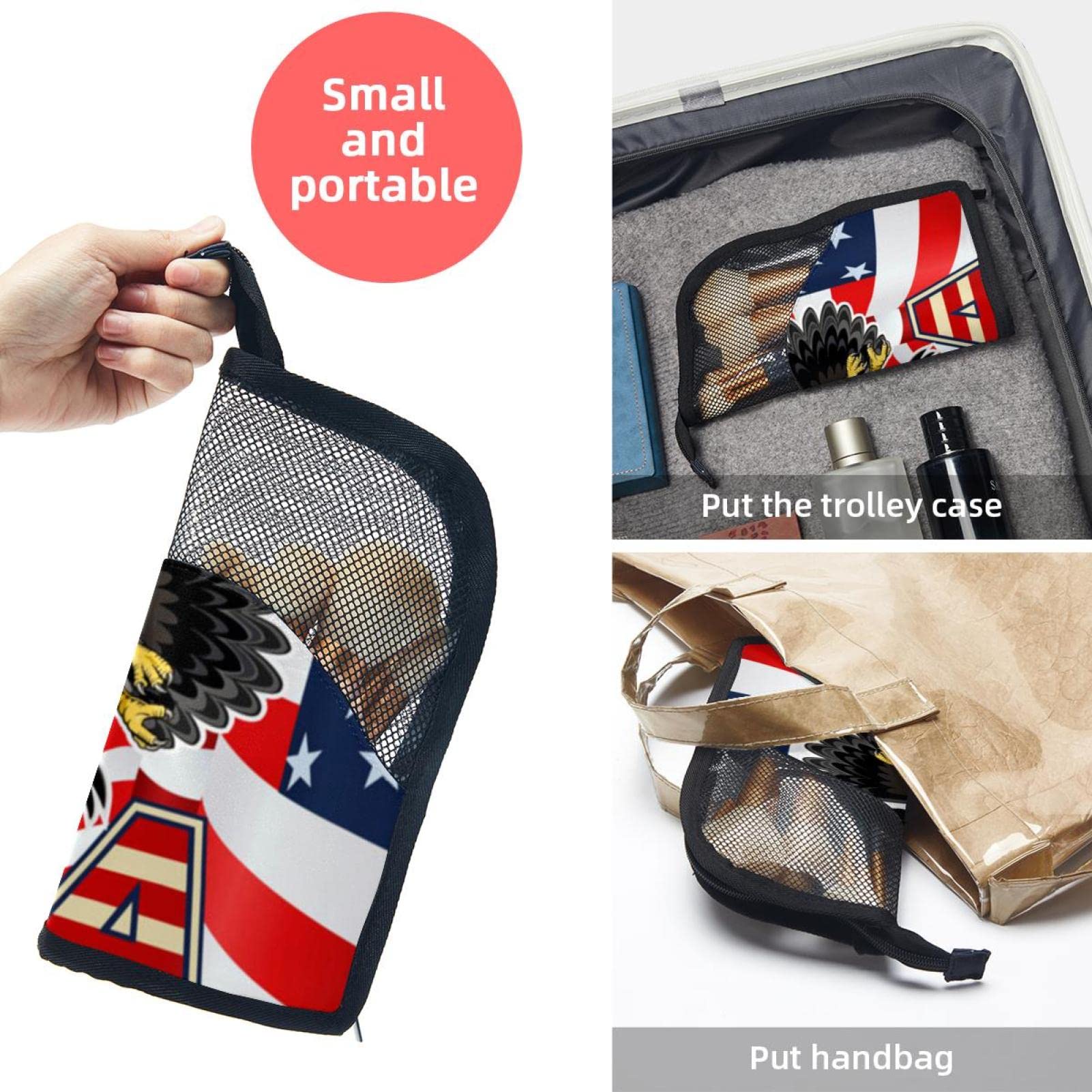Premium Makeup Brush Organizer Bag with 12 Slots - Patriotic Eagle & US Flag Design - Portable Travel Cosmetic Brush Holder Case - Perfect for Home Storage & On-the-Go Makeup Artists