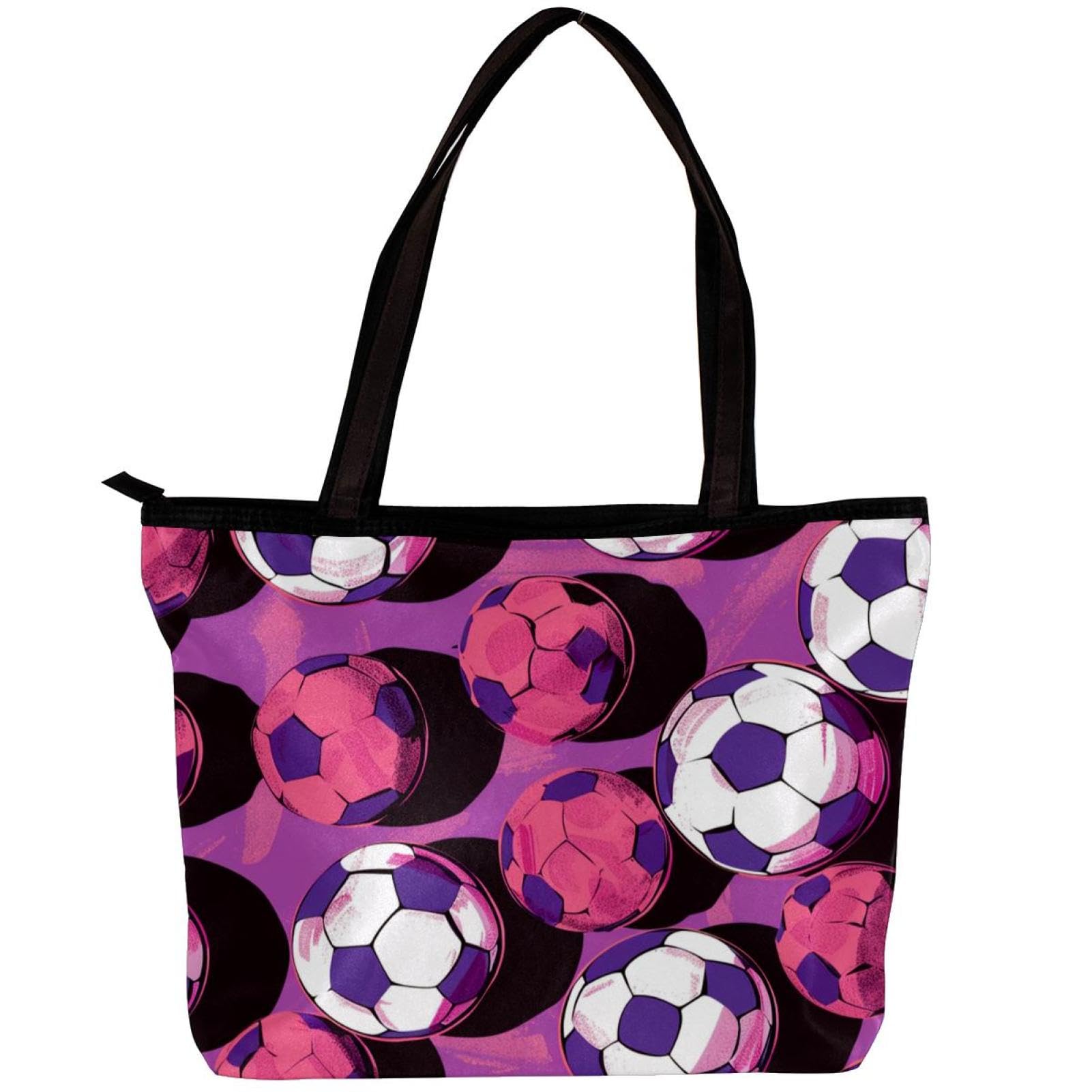 Stylish Large Tote Bags for Women - Premium Black Football Print Tote Handbags | Perfect for Work, Gym, Shopping & Travel