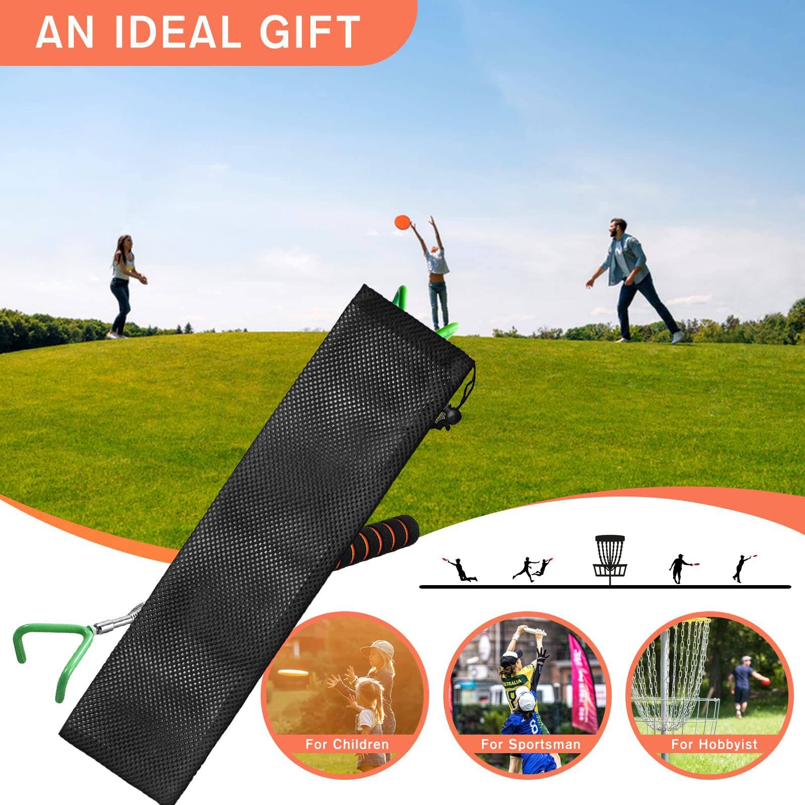Premium Telescopic Disc Golf Retriever Extends to 10ft - Multifunctional Disc Golf Accessories with Carry Bag - Perfect Starter Kit for Disc Golf Enthusiasts - Ideal for Park Play, Course Retrieval & Outdoor Sports