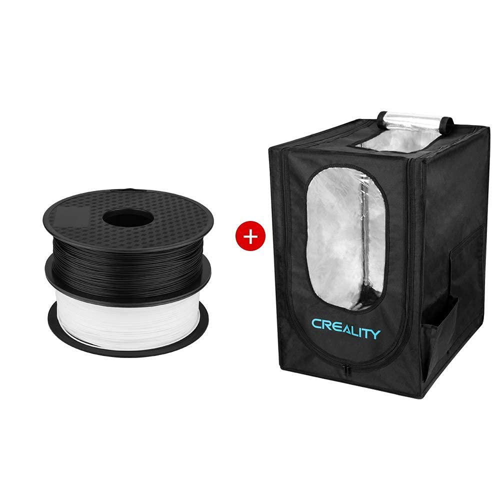 Creality Fireproof 3D Printer Enclosure Tent - Dustproof & Temperature Control Box for Ender 3/Ender 3 Pro/Sovol Printers - Compatible with 1.75mm PLA Filament Spools (Black+White) - Perfect for Safe Printing in Home Offices & Maker Spaces