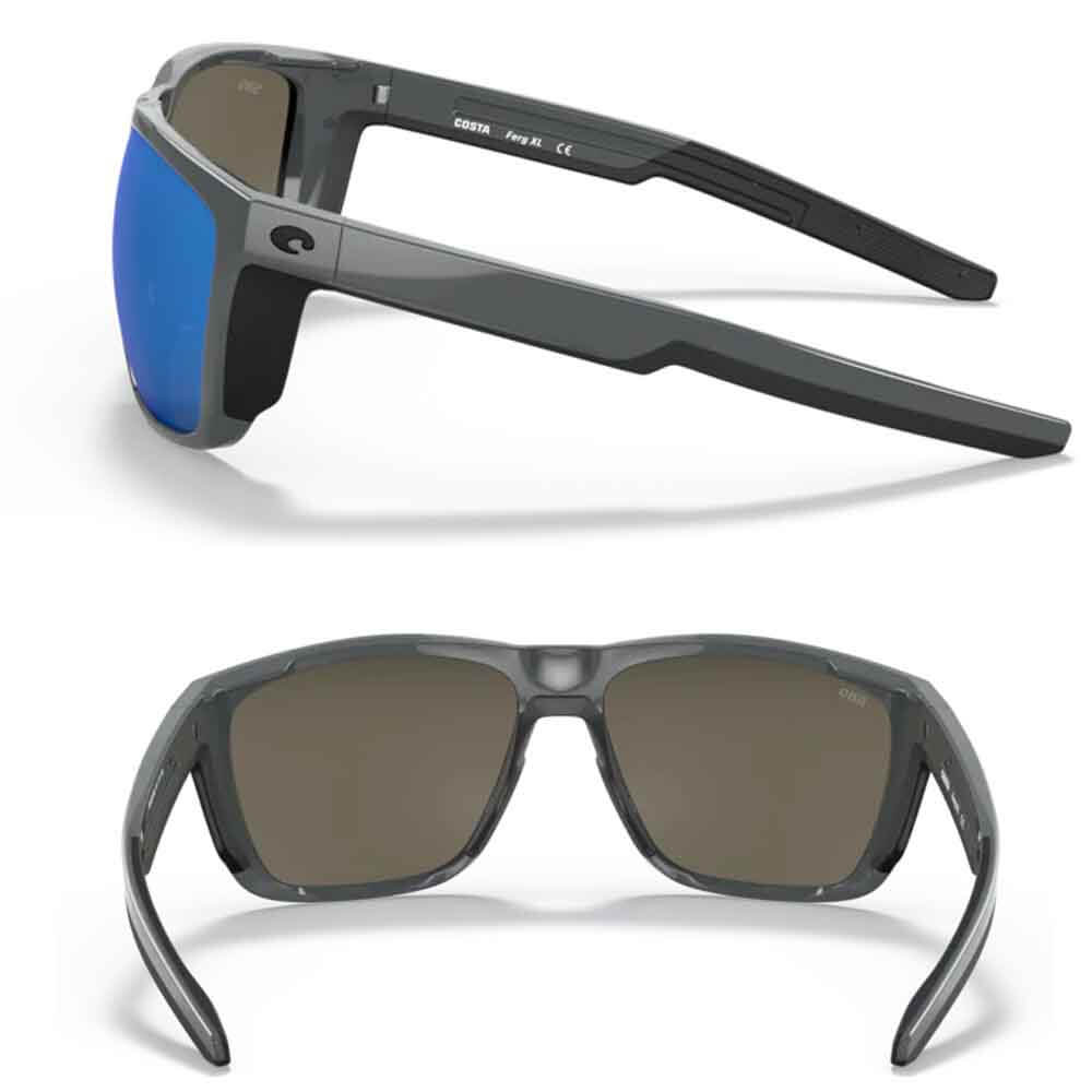 Costa Ferg XL Shiny Gray Polarized Sunglasses for Men & Women - UV Protection, Anti-Glare Fishing & Driving Shades - Perfect for Outdoor Sports, Beach & Travel