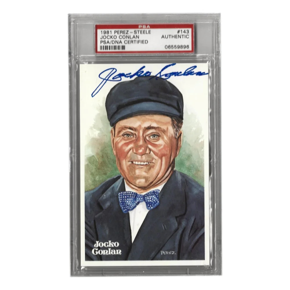 Jocko Conlan Autographed 1981 Perez Steele #143 Baseball Postcard with PSA COA - Rare Umpire Memorabilia for Collectors & Baseball Fans - Perfect for Display, Framing or Sports Memorabilia Collections