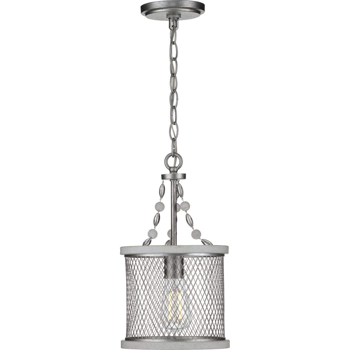 Progress Lighting Austelle Collection 1-Light Farmhouse Pendant Light in Galvanized Metal - Perfect for Kitchen Island, Dining Room & Rustic Home Decor