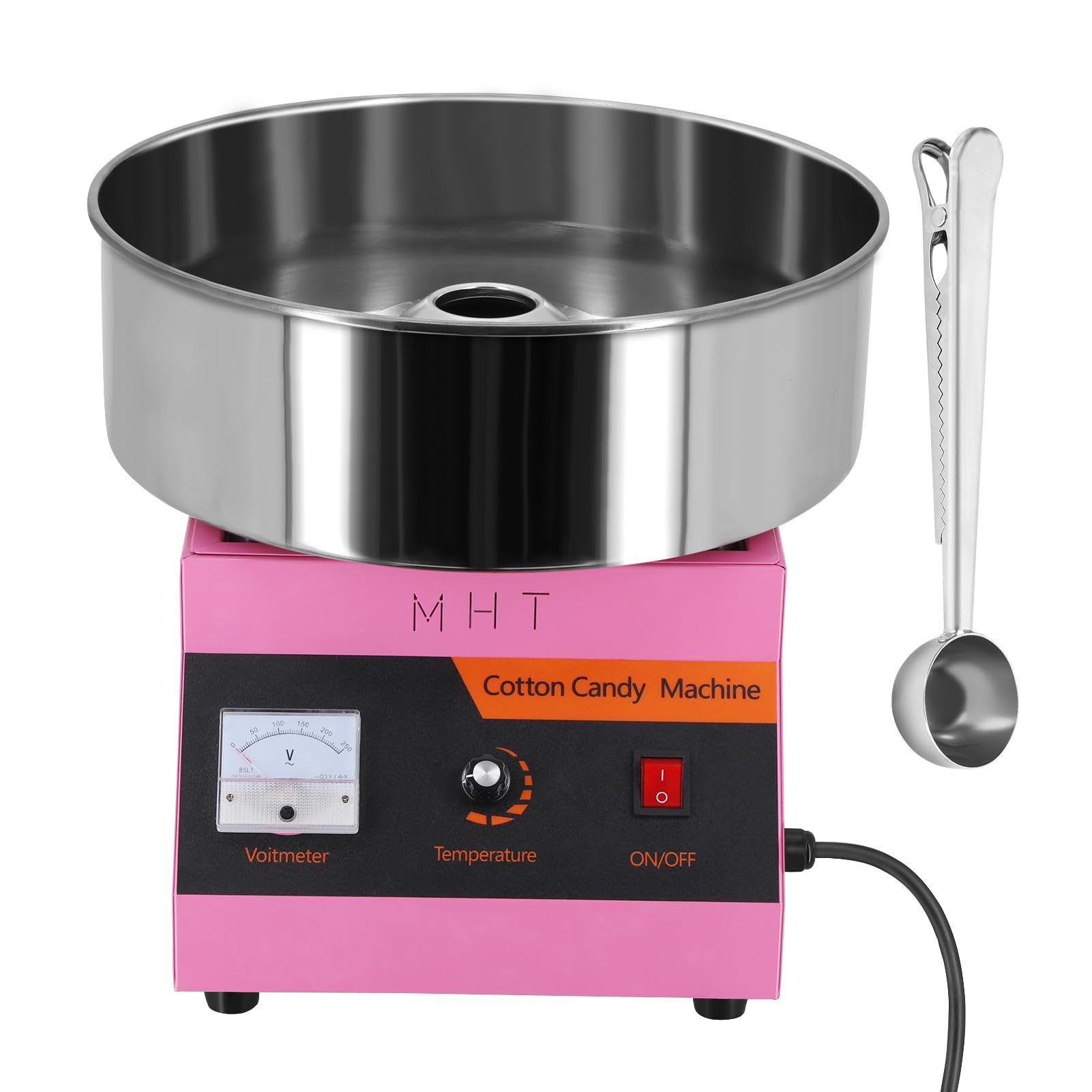 110V Commercial Cotton Candy Machine for Home & Party Use - Electric Candy Floss Maker with Bowl & Spoon - Perfect for Kids Birthday, Carnival, Family Gatherings & Snack Time - Ideal for DIY Treats, Events & Sweet Shops