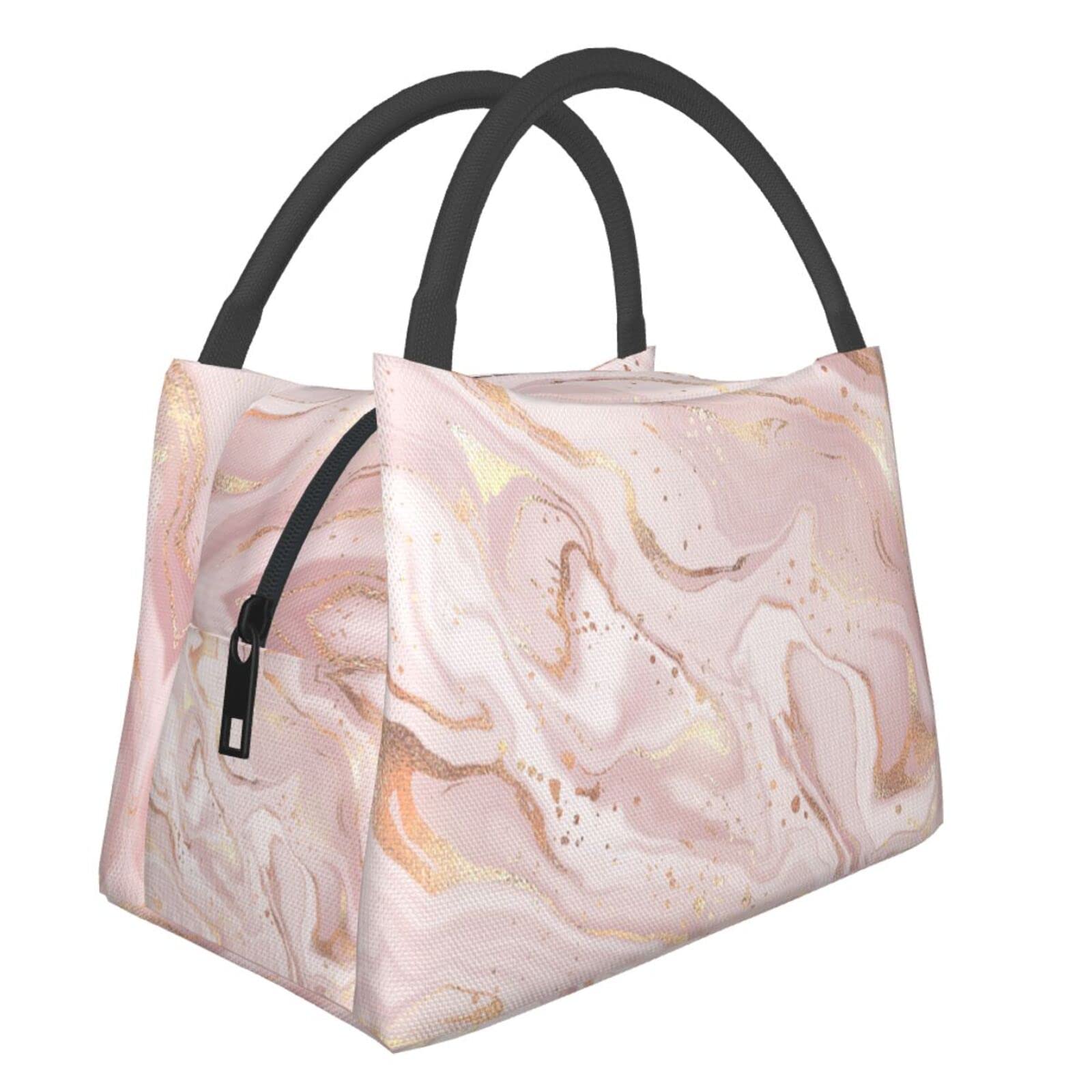 Insulated Marble Lunch Bag for Women - Reusable Tote Lunch Box Container for Home, Office, Work & Outdoor Picnics | Leakproof Meal Handbag for Daily Commute & Travel