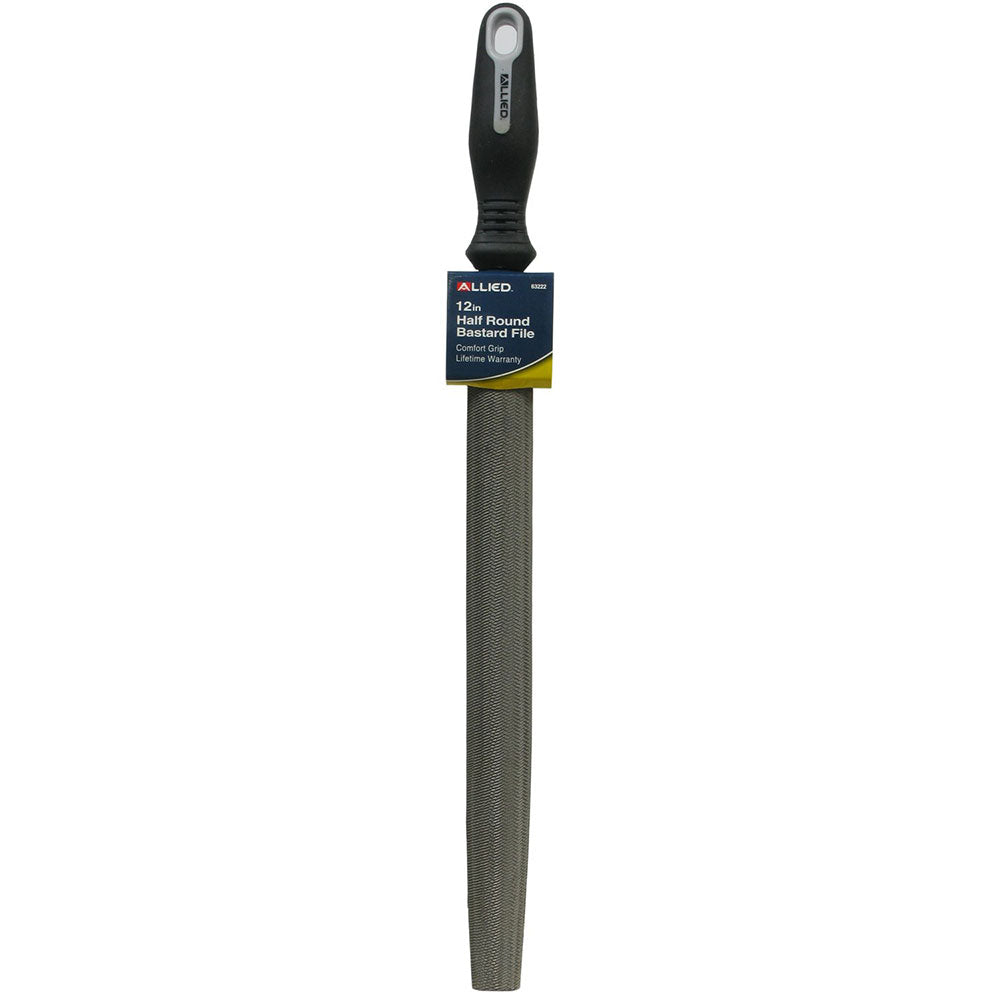 Allied 63222 12-Inch Half Round Bastard File with Comfort Grip Handle - Perfect for Metalworking, Woodworking & DIY Projects