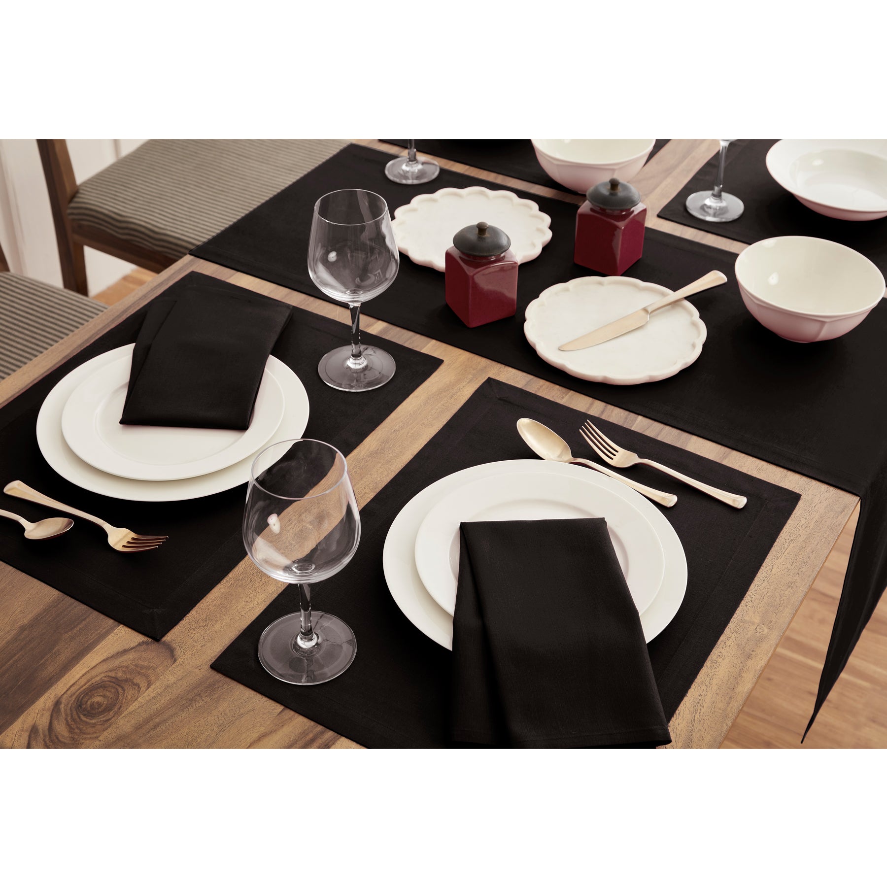 Premium Cotton Linen Placemats Set of 6 - Natural Woven Table Mats for Dining Room Decor - Elegant Place Settings for Dinner Parties & Everyday Use