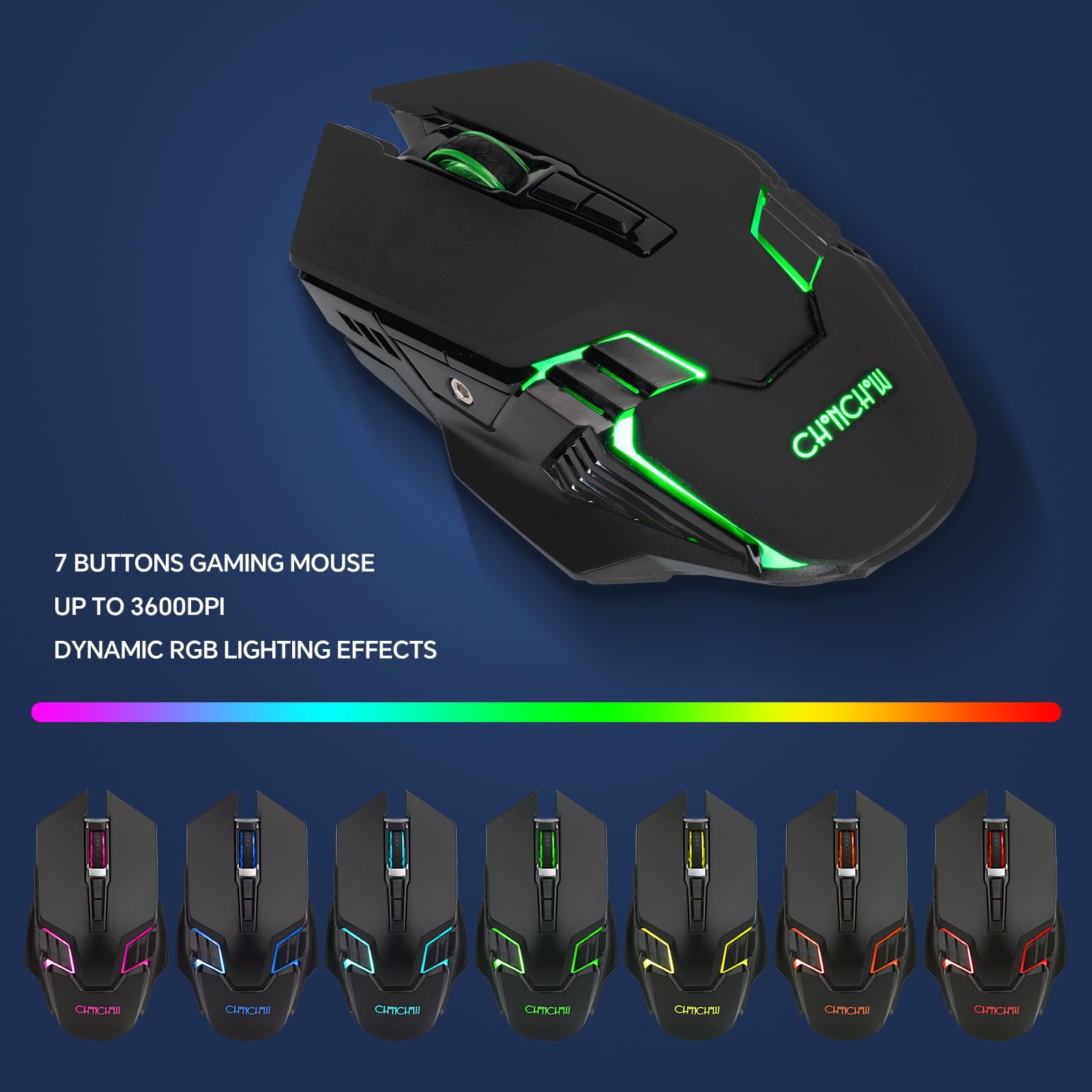 CHONCHOW Wireless Gaming Keyboard and Mouse Combo - RGB Backlit Ergonomic Mechanical Feel Keyboard with Rechargeable 2500mAh Battery, Anti-Ghosting Keys, 7D 3600DPI Gaming Mouse for PC, Laptop, PS4, Xbox - Ideal for Esports, Streaming, Office Work & Home Gaming - Perfect for FPS, MOBA Games and Late-Night Gaming Sessions - Great for Competitive Gaming, Work from Home Setup and Entertainment