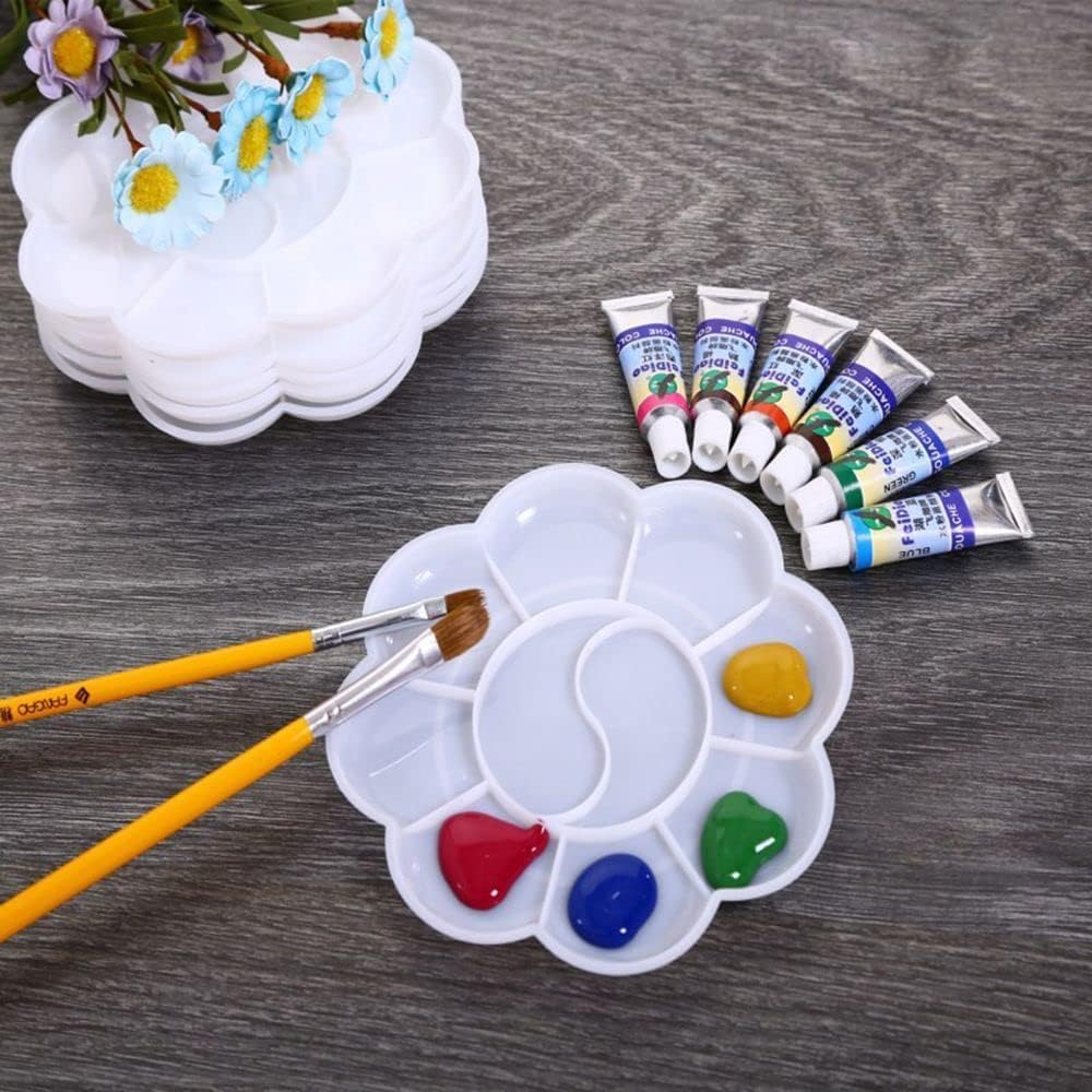 4.7 Inch White Plastic Paint Tray Palette for Kids - Easy to Clean, Non-Slip Paint Pallet with Mixing Cups - Perfect for Art Projects, DIY Crafts, and School Painting Activities