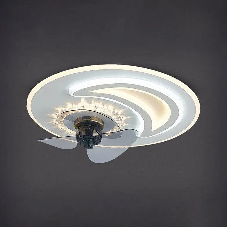 Modern White Ceiling Fan with LED Light - Star Design Decorative Lighting for Bedroom, Living Room & Home Office