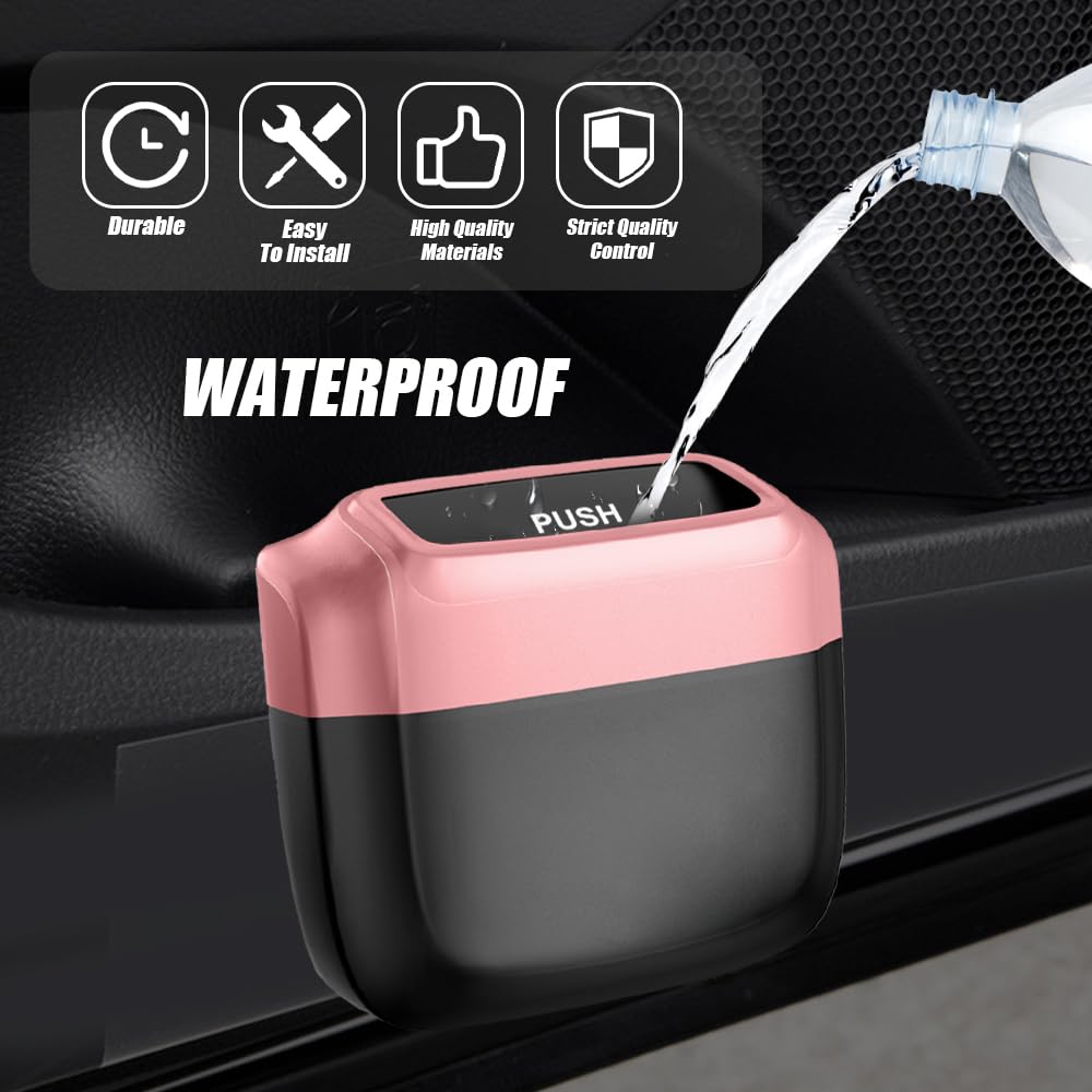 Leakproof Car Trash Can with Lid & 60 Trash Bags - Mini Auto Garbage Bin for Car, Home & Office - Multipurpose Vehicle Organizer & Storage Accessory - Perfect for Road Trips, Commuting & Workspace Organization