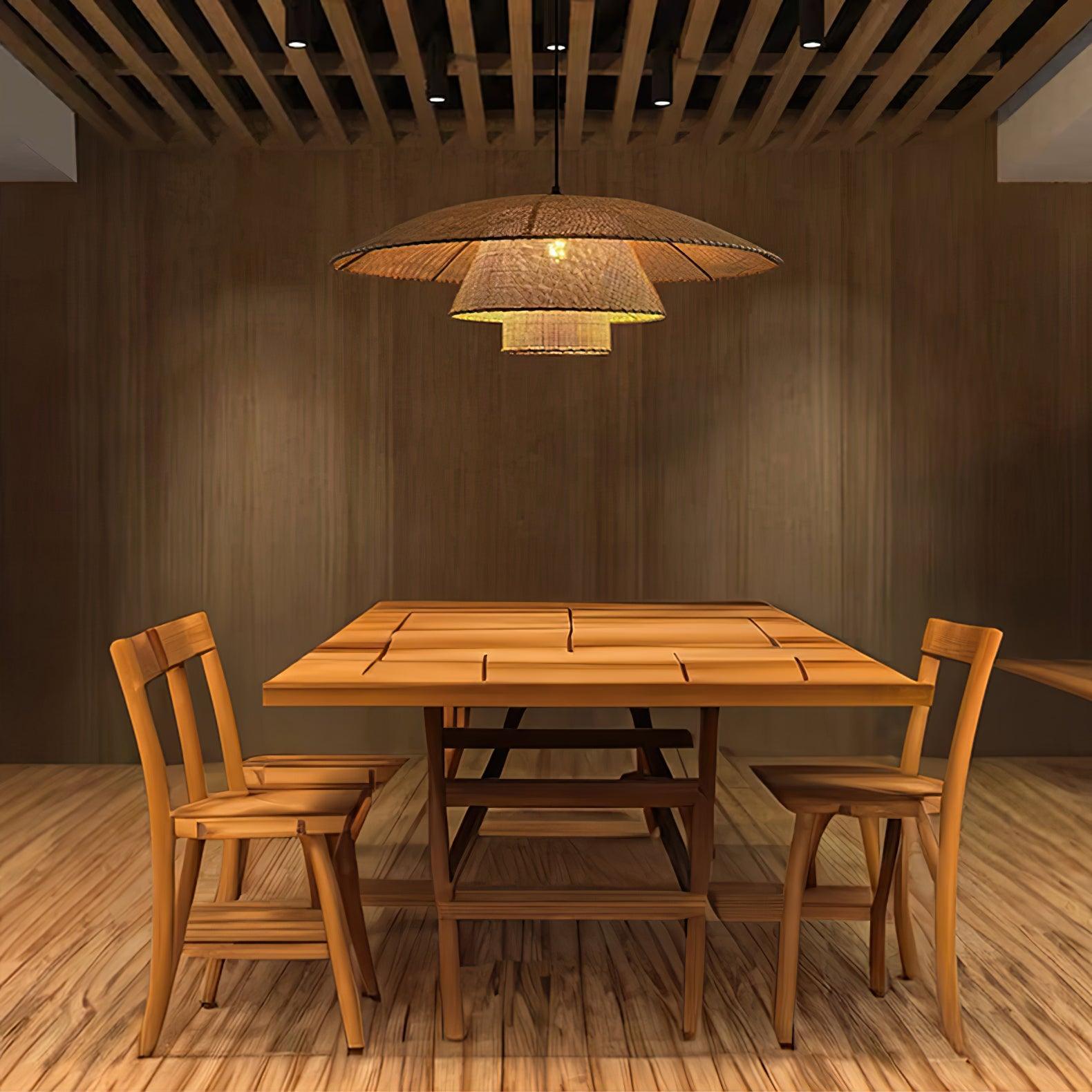 Handwoven Rattan Pendant Lamp - Natural Boho Ceiling Light Fixture for Living Room, Bedroom & Dining Room Decor