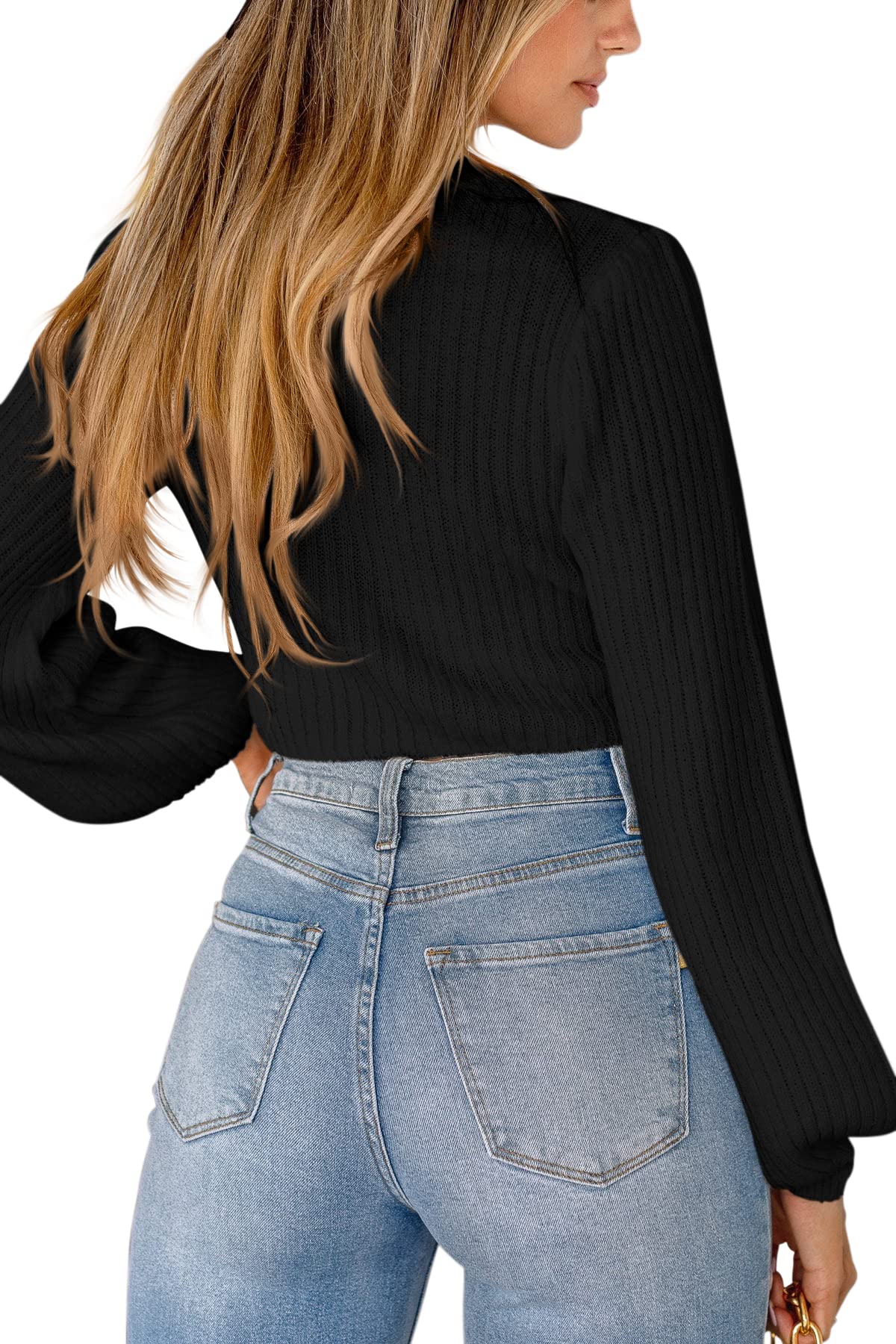 Women's Cropped Sweater Mock Neck Ribbed Knit Pullover - Fall Winter Casual Tops for Women | Perfect for Office, Date Night & Weekend Outfits
