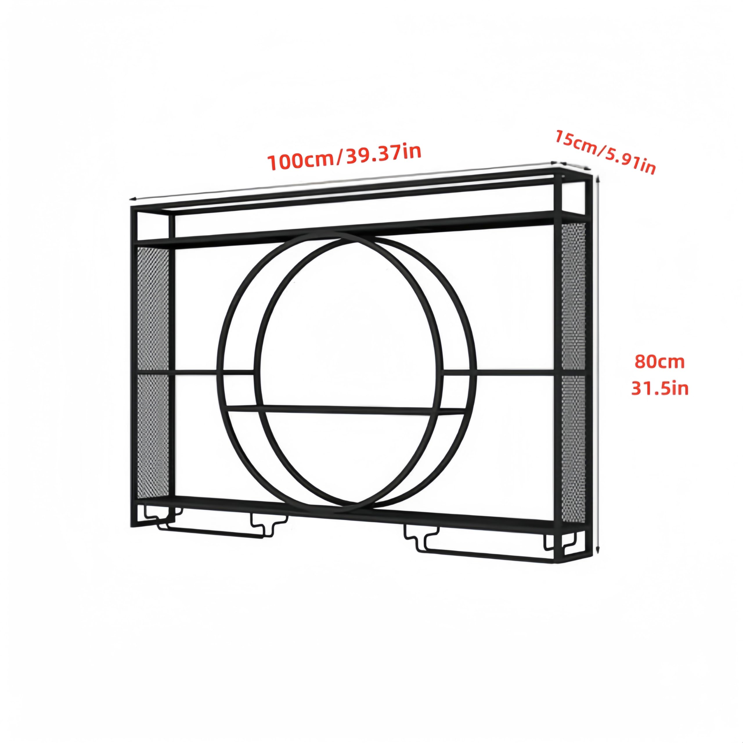 3-Tier Wall Mounted Wine Rack - Large Capacity Bar Shelves with Glass Holder for Liquor Bottles - Black 100cm/39in - Perfect for Home Bar, Kitchen & Dining Room Organization