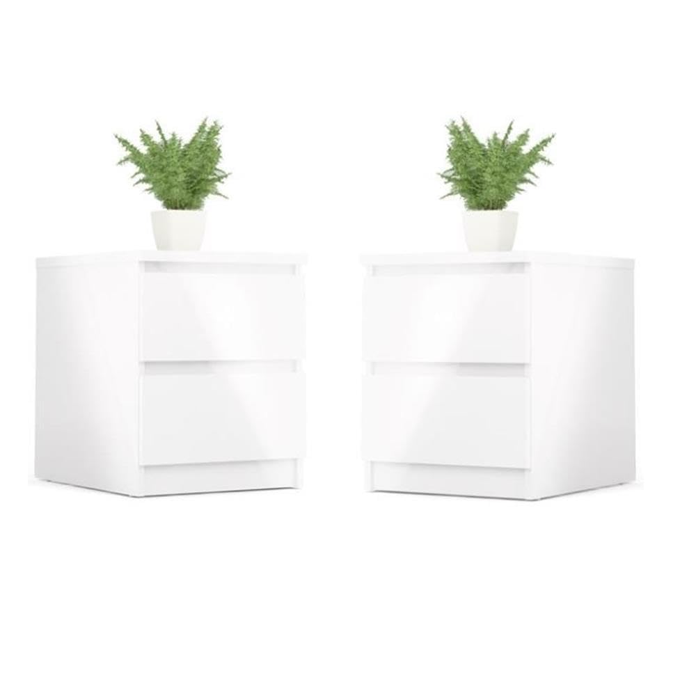 Home Square 2-Piece Bedroom Set with 2 Drawer Nightstands - High Gloss Finish for Modern Bedroom Decor | Perfect for Master Bedroom, Guest Room & Apartment Furniture