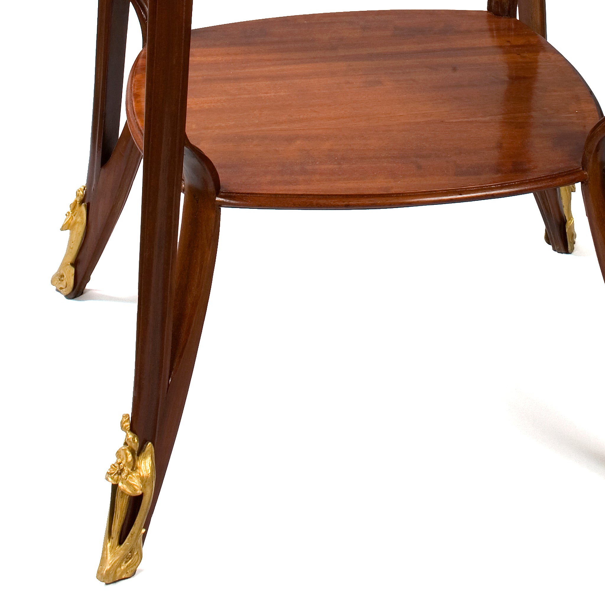 Louis Majorelle Mahogany Two-Tiered Square Table - Antique French Side Table for Living Room, Bedroom & Office Decor