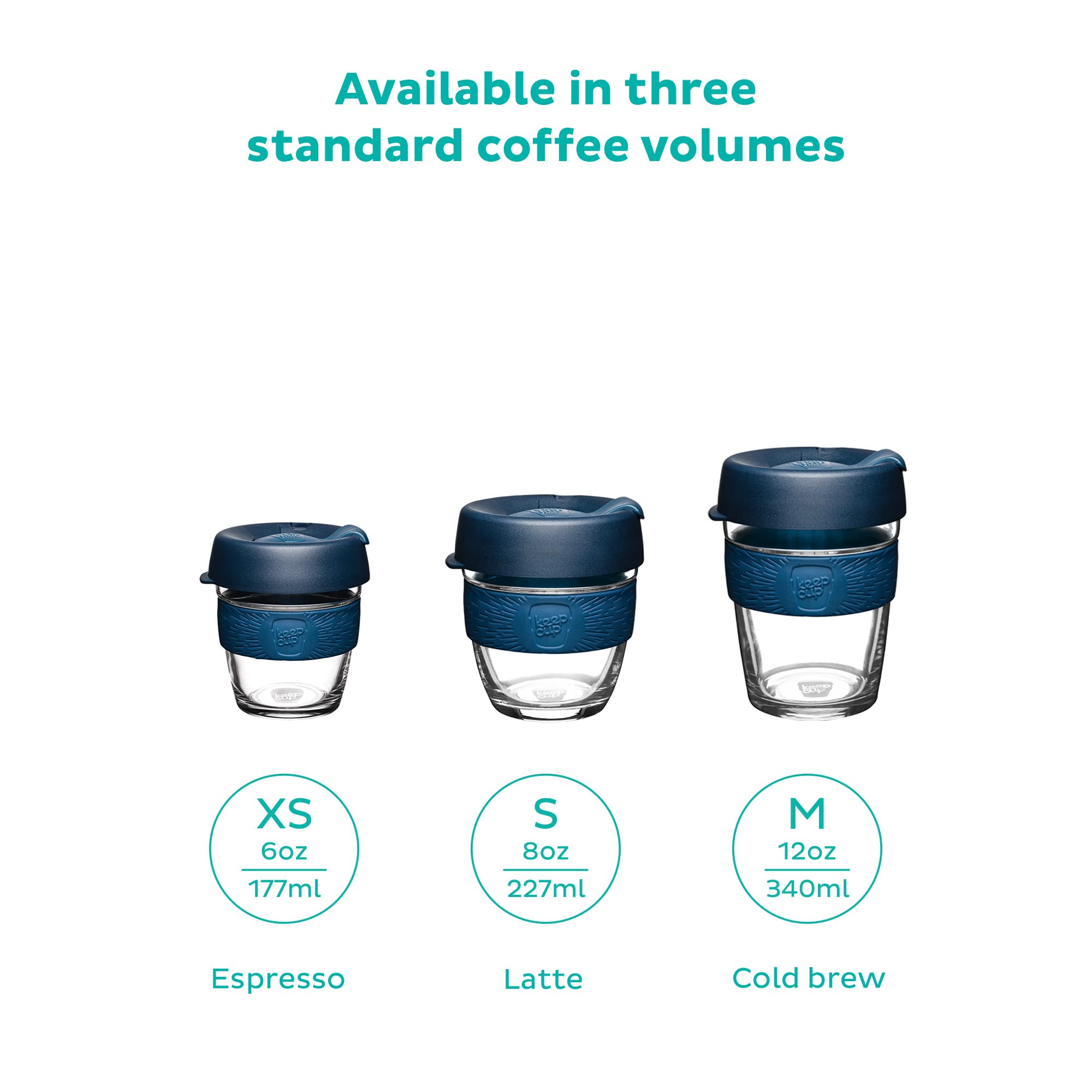 KeepCup 12oz Reusable Coffee Cup - Eco-Friendly Travel Mug with Toughened Glass & Non-Slip Silicone Band, 12-Ounce Medium Size, Perfect for Hot/Cold Drinks, Ideal for Office, Commuting & Outdoor Activities