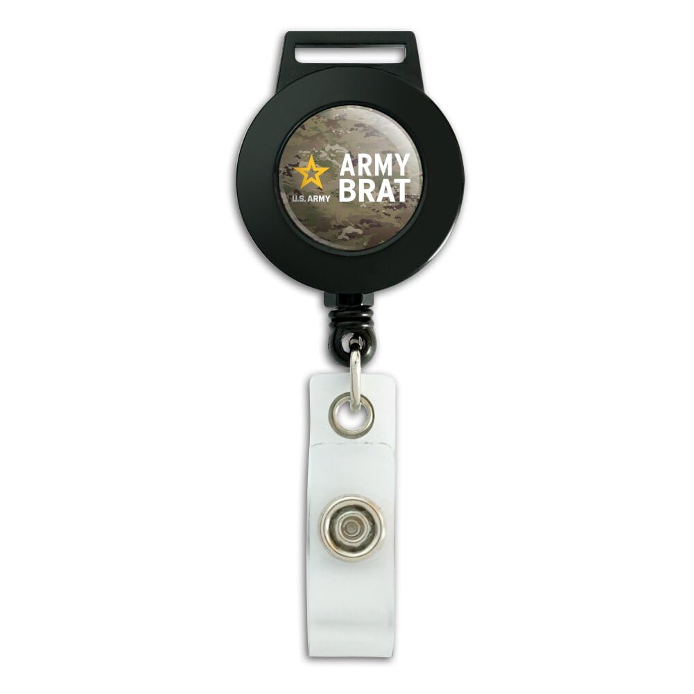 U.S. Army Brat Retractable Lanyard with Badge Holder - Military ID Card Reel for Work, School & Events - Durable Keychain for Nurses, Teachers & Security Personnel