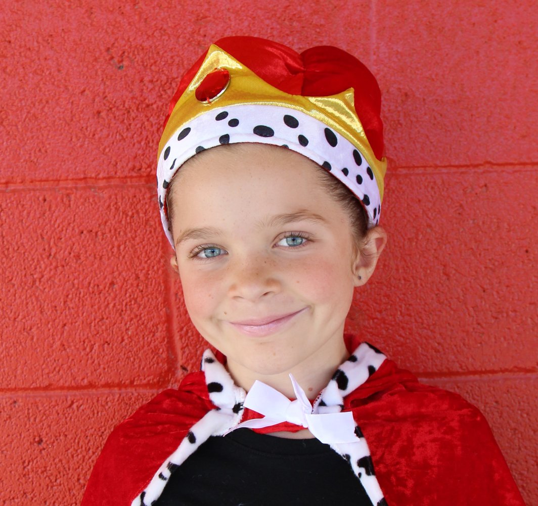 Red Velvet King Crown Hat for Cosplay, Halloween Costume, Themed Parties & Royal Events - Luxurious Velour Fabric for Ultimate Comfort