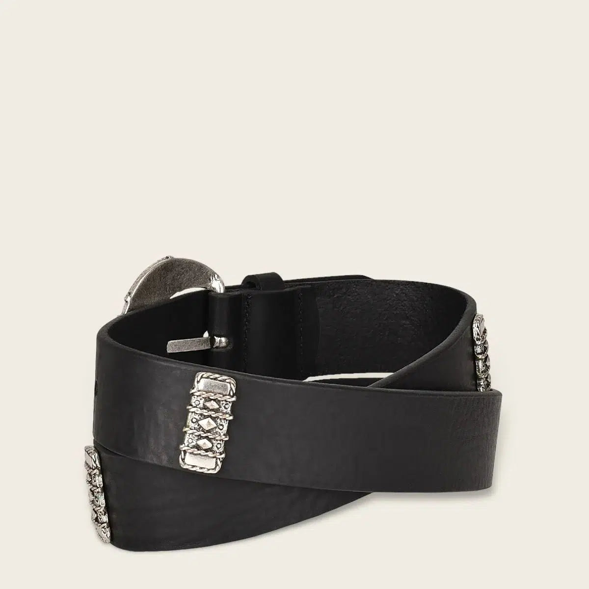 Cuadra Black Western Leather Belt for Women - Stylish Casual Cowgirl Belt with Adjustable Buckle | Perfect for Jeans, Dresses & Western Outfits
