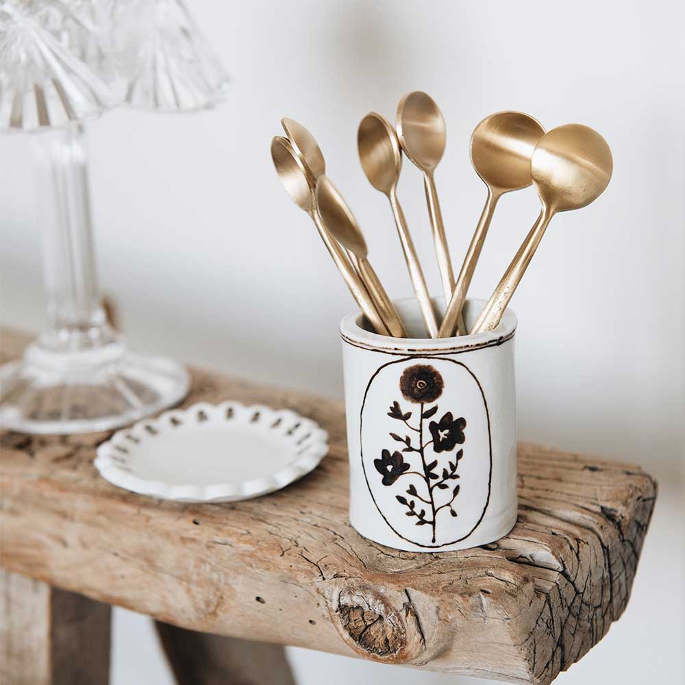 Mini Brass Stir Spoon - Elegant Stirring Utensil for Coffee, Tea & Cocktails - Perfect for Home Bar, Kitchen & Gifts