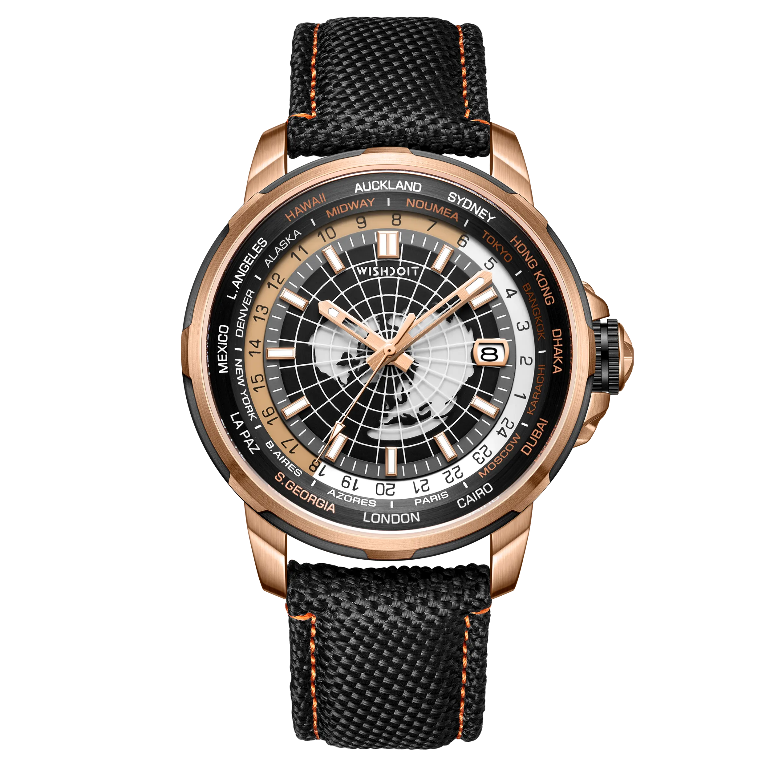 ETERNAL EARTH Automatic Self-Winding GMT Dual Time Zone Men's Watch - Perfect for Business Travel & International Timekeeping