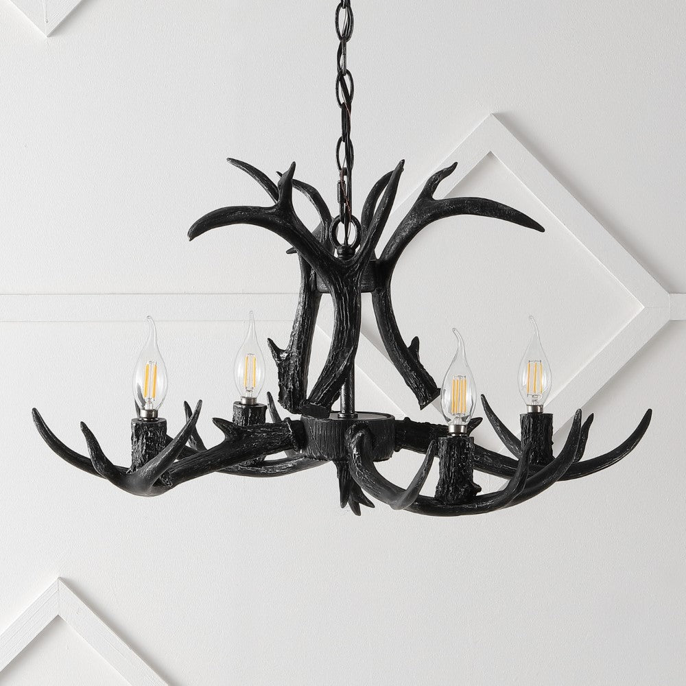 Eldora Adjustable Resin Antler LED Chandelier Light Fixture - Rustic Modern Lighting for Dining Room, Living Room, Cabin & Lodge Decor