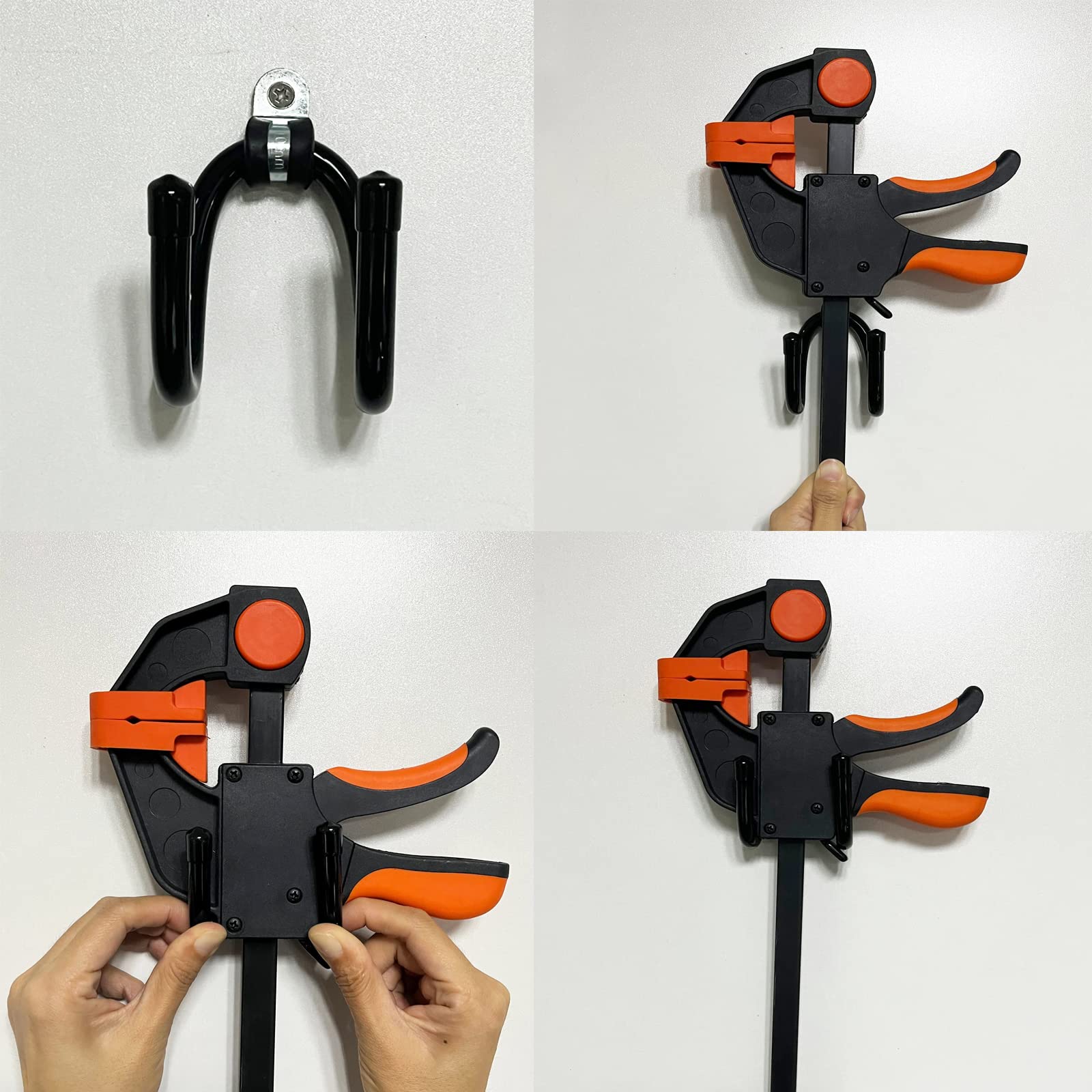 2 Pack Heavy Duty Bar Clamp Wall Hanger - Adjustable Wall Mount Storage Rack for Bar Clamps of All Sizes - Bendable Design Holds Various Tools - Perfect for Garage, Workshop & Tool Organization (No Bar Clamp Included)