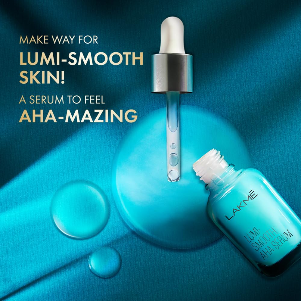 LAKMÉ 8% AHA-BHA-PHA Complex Lumi Smooth Serum for Radiant Skin & Improved Texture - 30ml | Brightening Face Serum for Glowing Skin, Exfoliation & Smooth Complexion | Perfect for Daily Skincare Routine & Nighttime Use